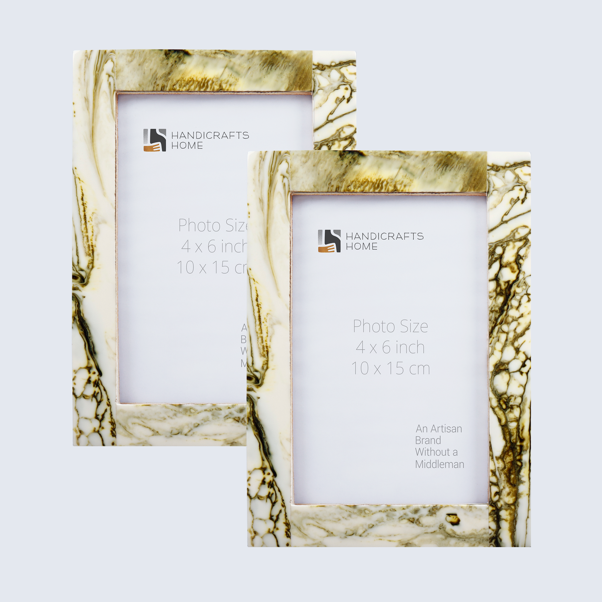 Picture Frame Deco Marble Collection Resin & Brass Inlay Classic Marble Finish – 3 Sizes (Pack of 2)