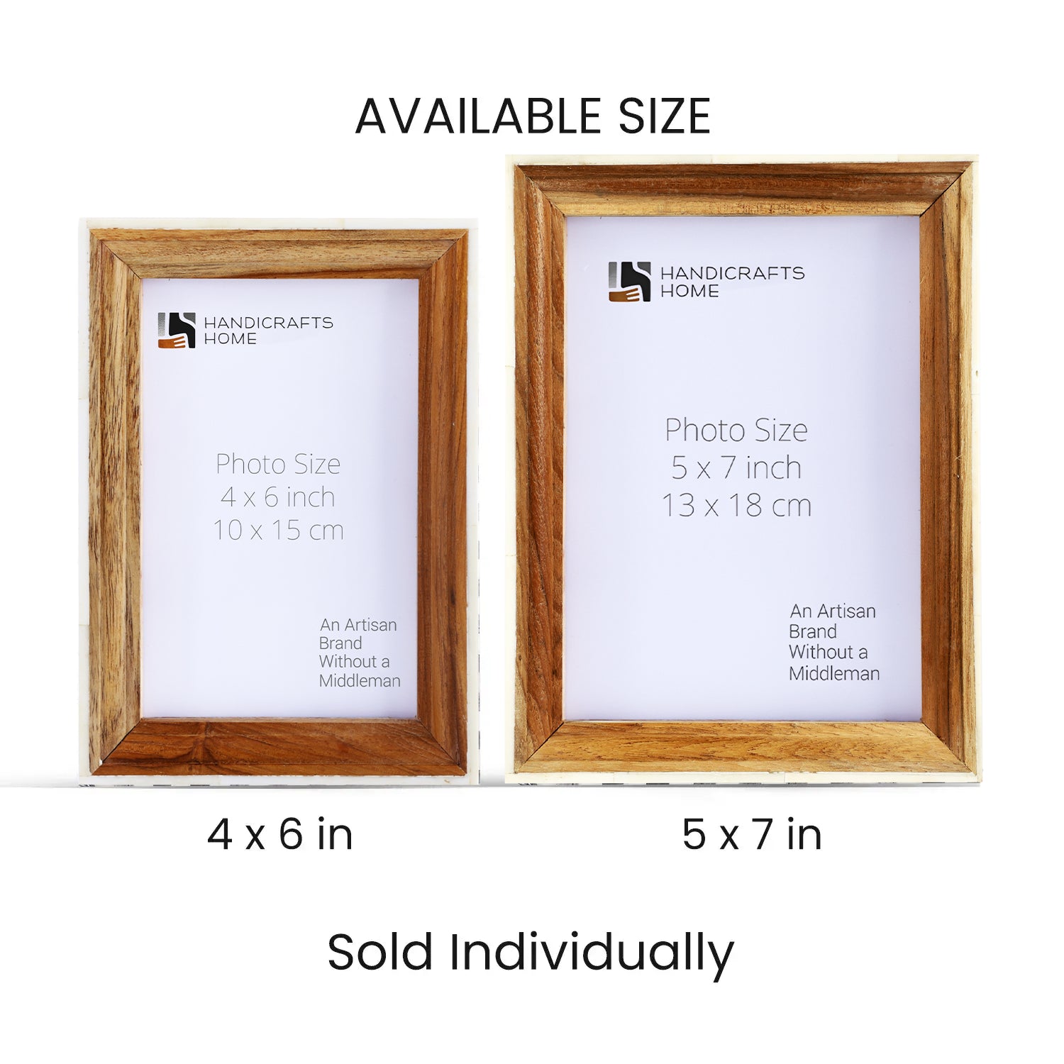 Picture Frame Fairground Exhibit Collection Bone Inlay & Wood Natural – 4x6 & 5x7"