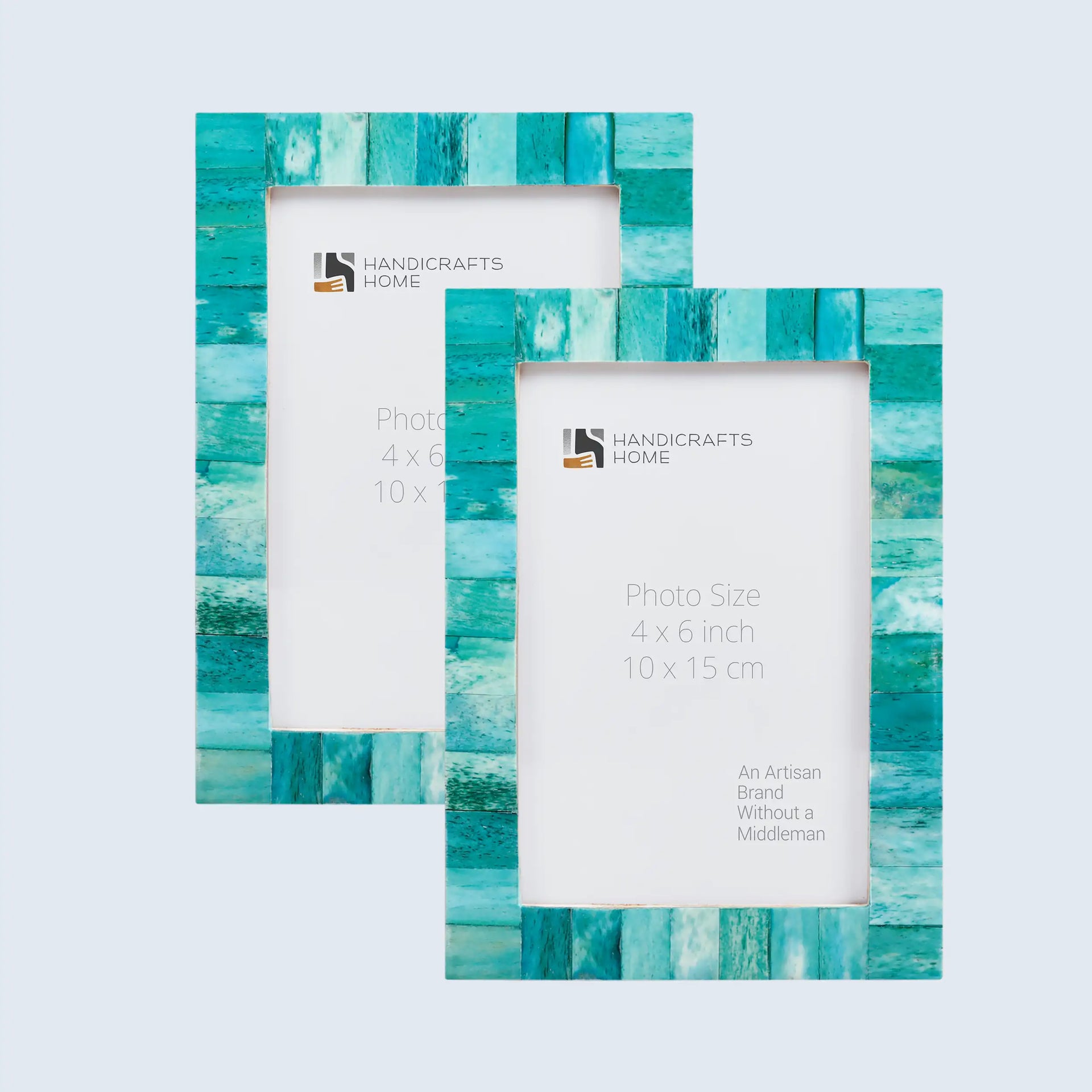 Picture Frame Classic Pattern Collection Bone Inlay Green – Pack of 2 4x6 & 5x7