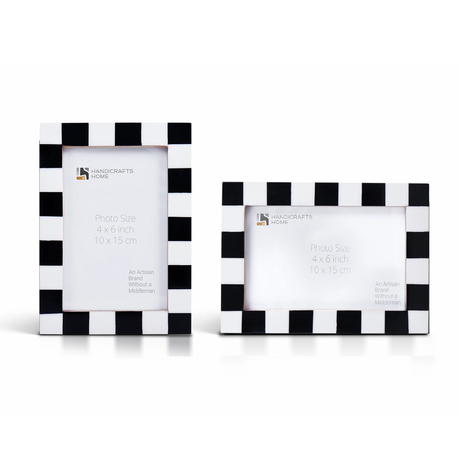 Manhattan Diner Black White Resin Inlay Picture Frame Set 2