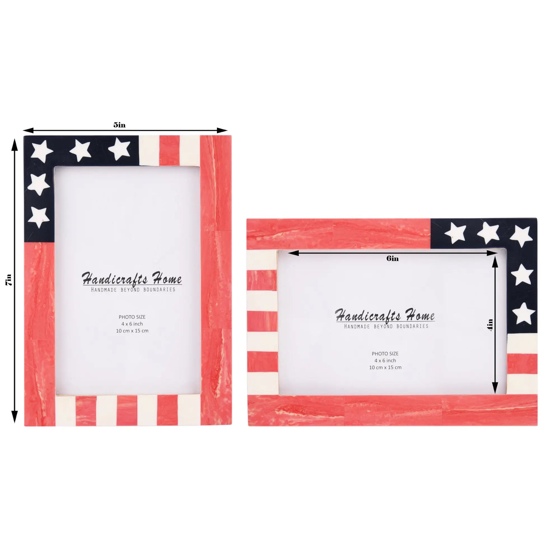 Picture Frame USA Flag Pattern Resin Inlay Red,White,Blue Pack of 2 – Available in 3 sizes