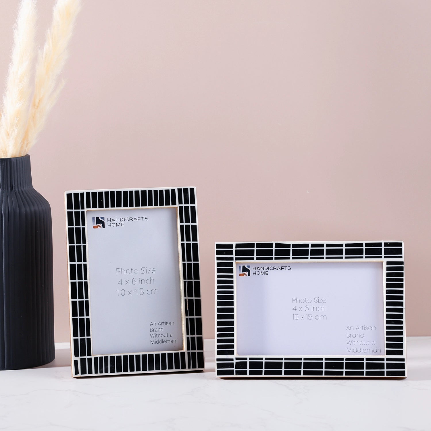 Picture Frame Manhattan Skyline Collection Resin Inlay Black,White – 3 Sizes (Pack of 2)