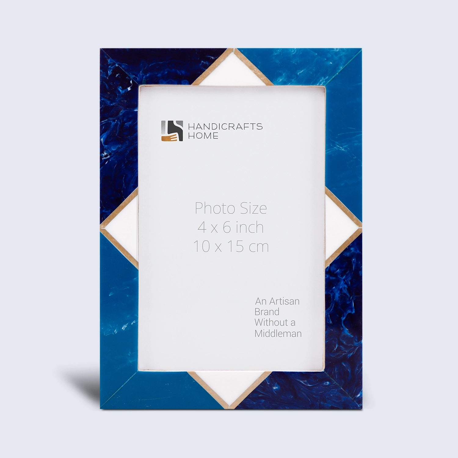 Menton Picture Frame Brass & Resin Inlay Grey, Blue & Orange - 3 Sizes