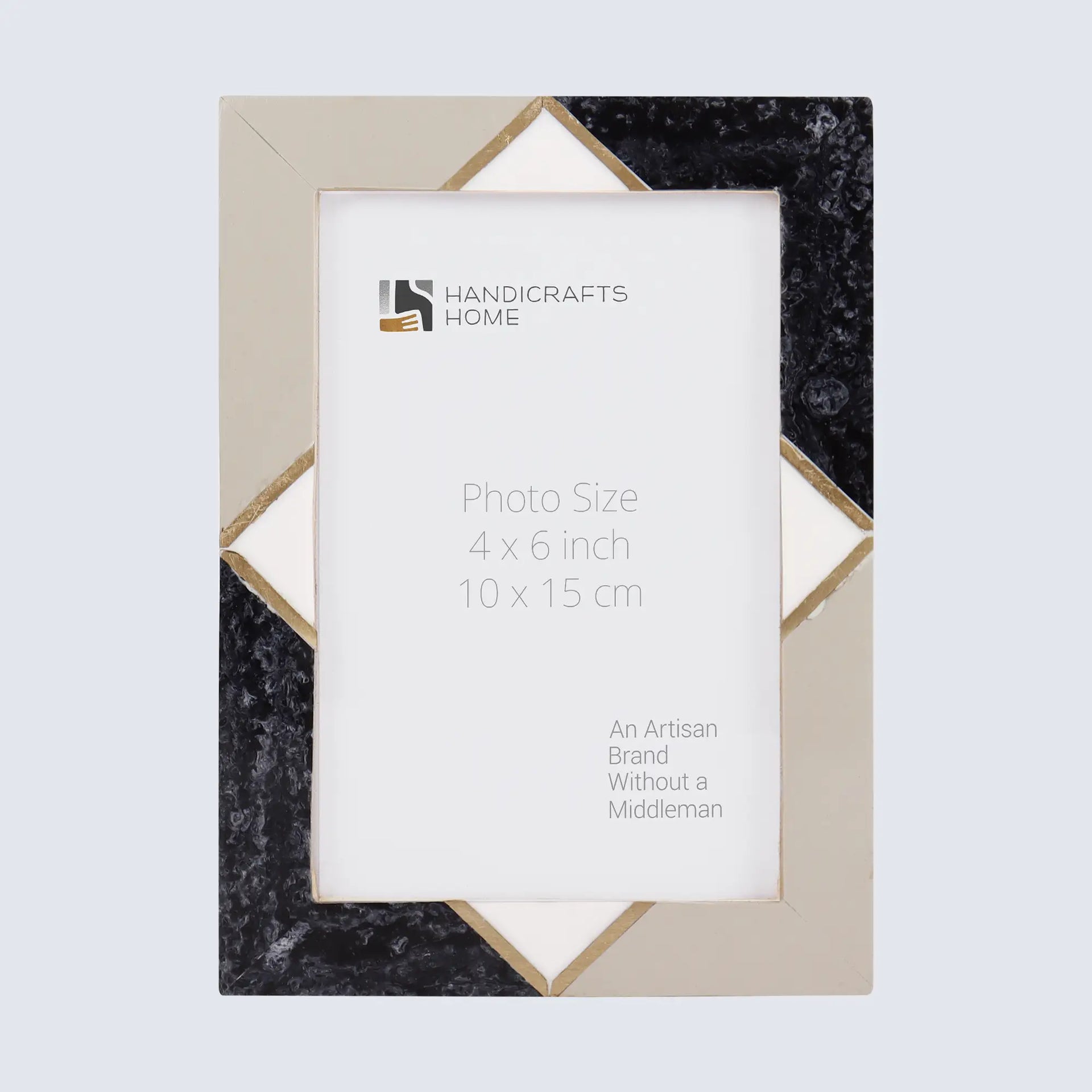 Picture Frame Menton Grey Pattern Collection Brass & Resin Inlay Grey – 3 Sizes (Pack of 2)