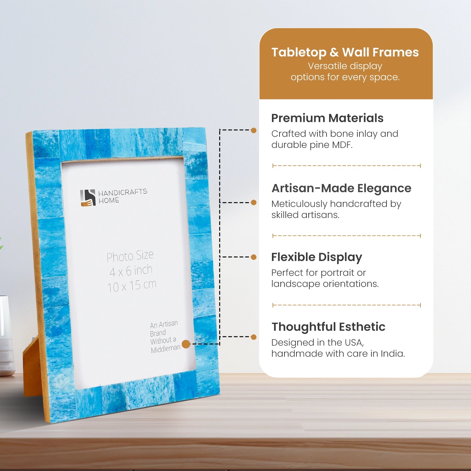 Picture Frame Classic Collection Bone Inlay Turquoise Pack of 2 – 3 Sizes