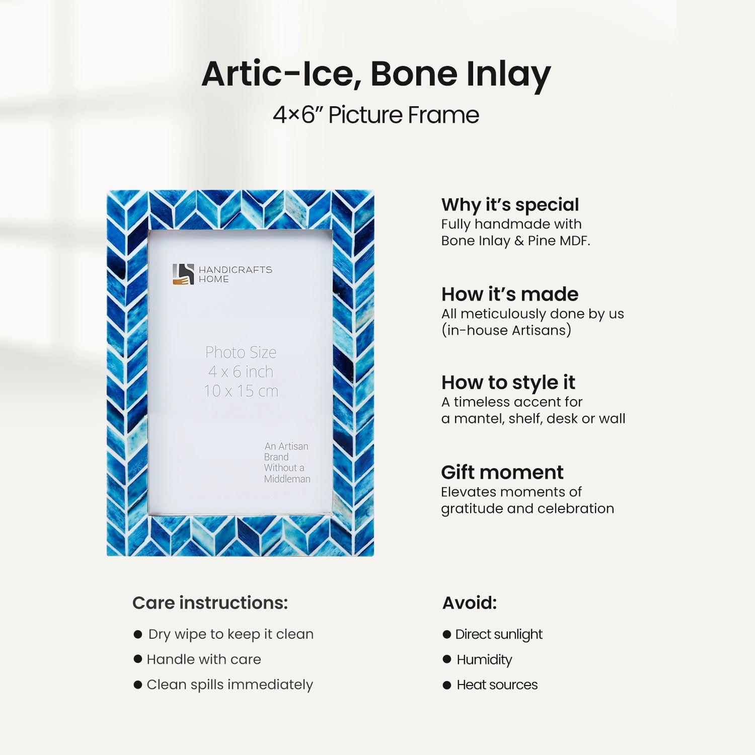 Picture Frame Arctic Ice Pattern Collection Resin inlay Blue & White – 4x6, 5x7 & 8x10