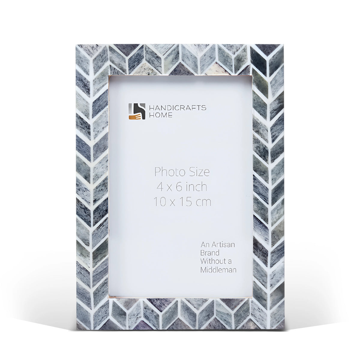Handmade Grey Bone Inlay Picture Frame Arctic Smoke Col. 4x6 5x7 8x10, for tabletop or wall display