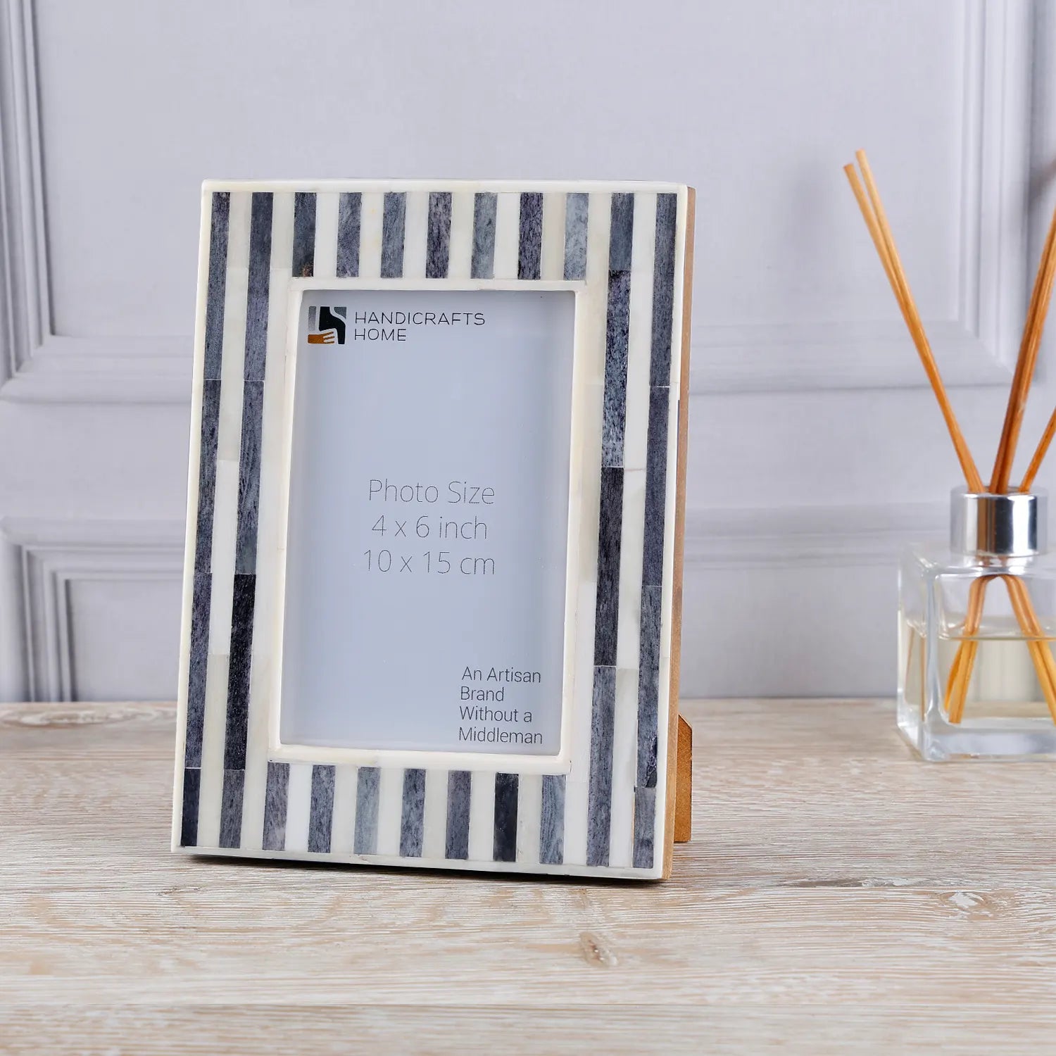 Picture Frames Kayala Saje Collection Bone Inlay, Grey-White, 4x6, 5x7 & 8x10