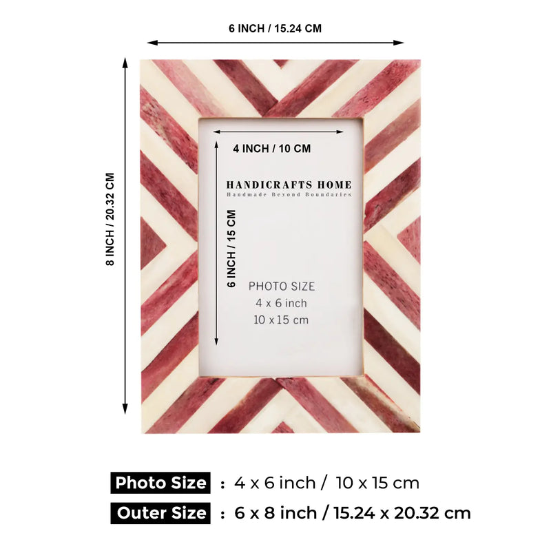 Size Chart for Picture Frame Stylish Chevron Pattern Bone Inlay Purple – 4x4 , 4x6