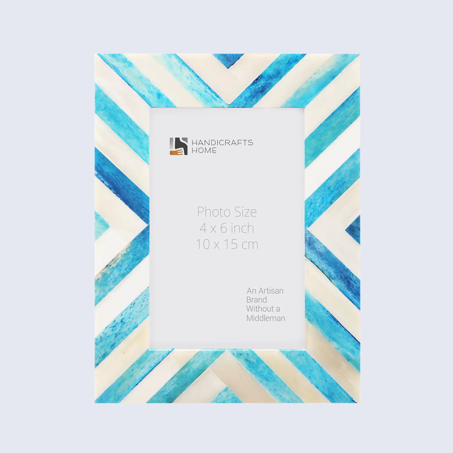 Picture Frame Stylish Chevron Pattern Bone Inlay Turquoise – 4x6"