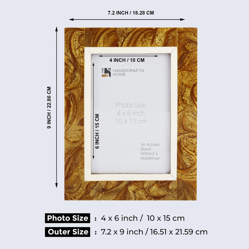 Size Chart for Picture Frame Marbel Collection Resin Inlay Gold – 4x6