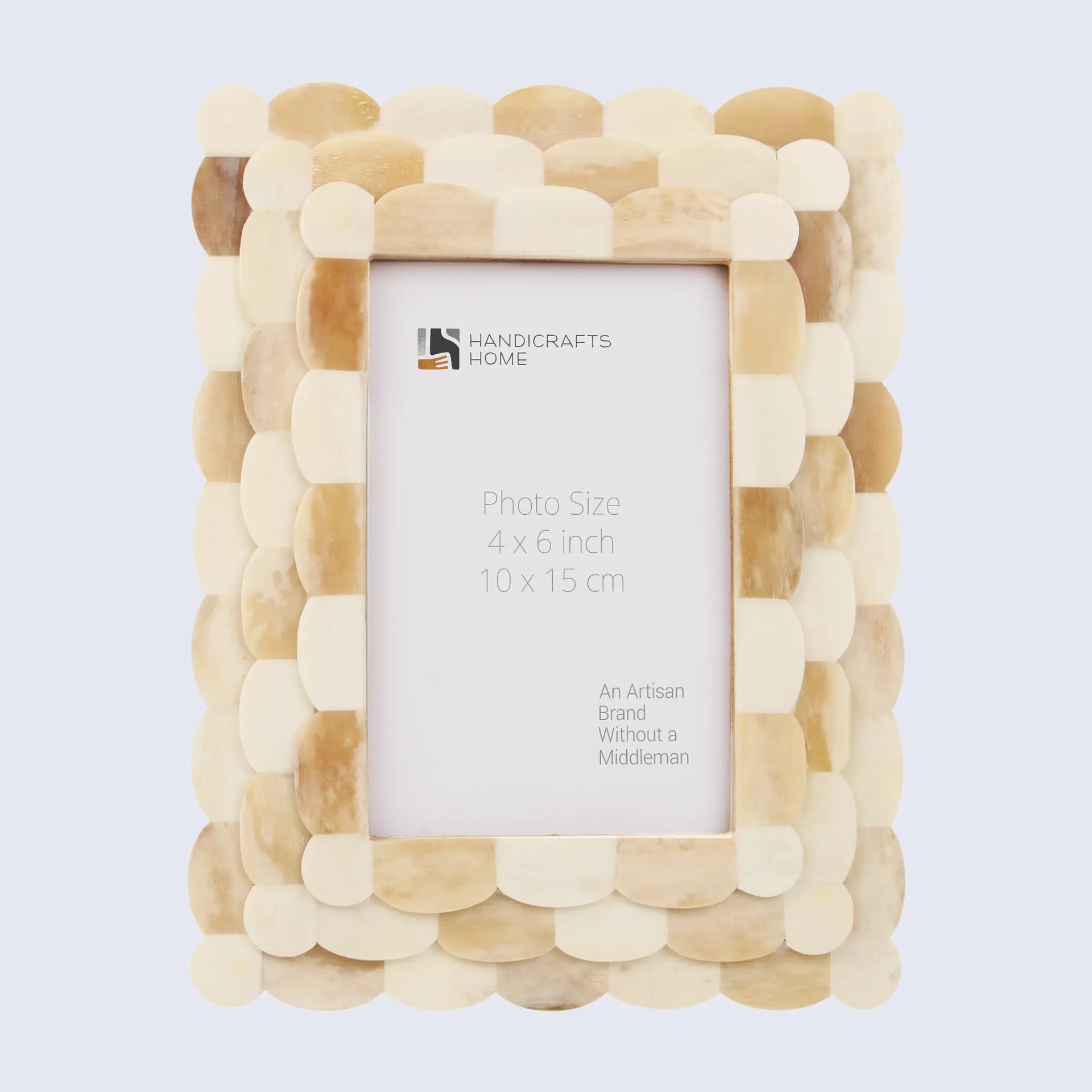 Picture Frame Scalloped Arts Collection Bone Inlay Ivory 4x6