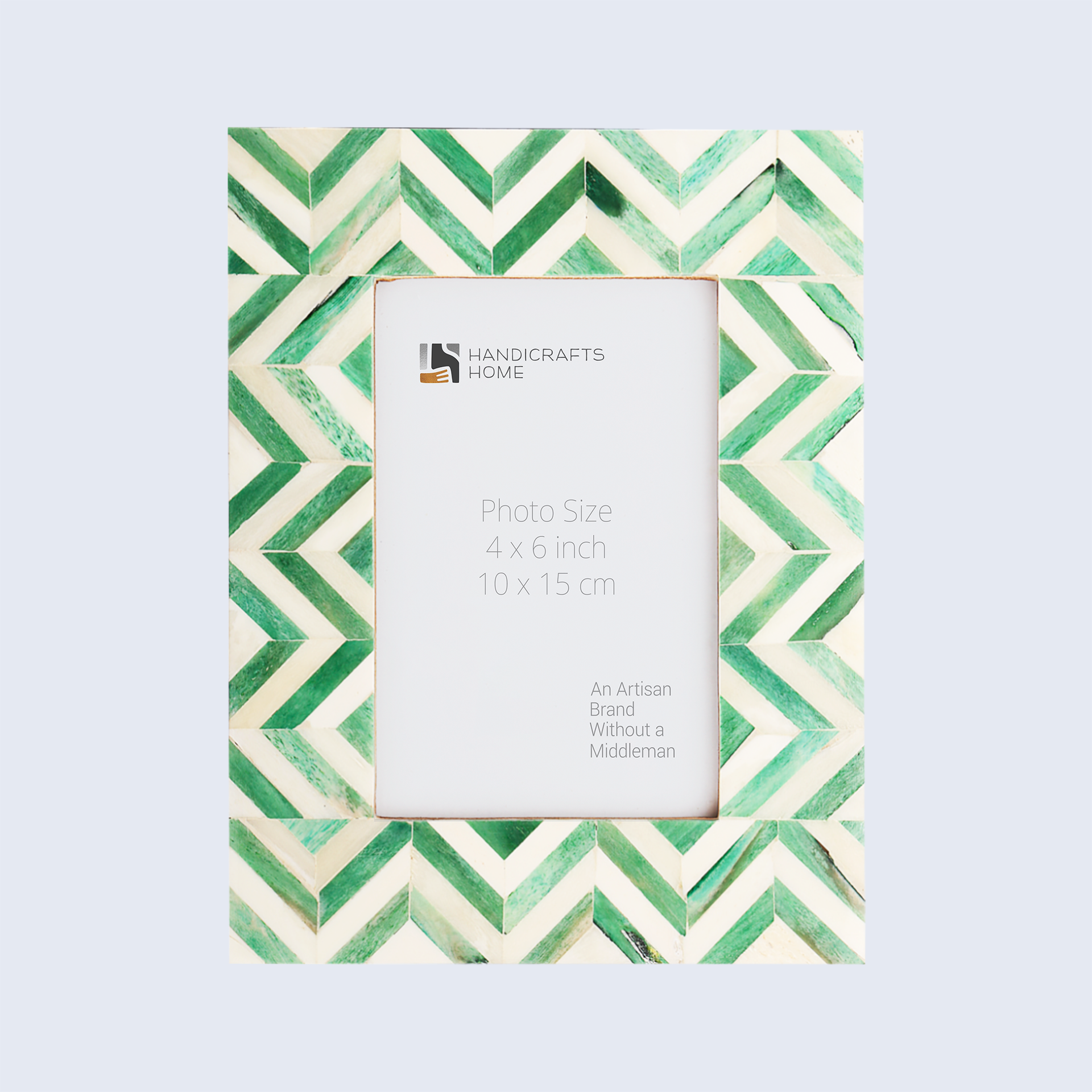 Picture Frame Zigzag Herringbone Collection Bone Inlay Green & White – 4x6"
