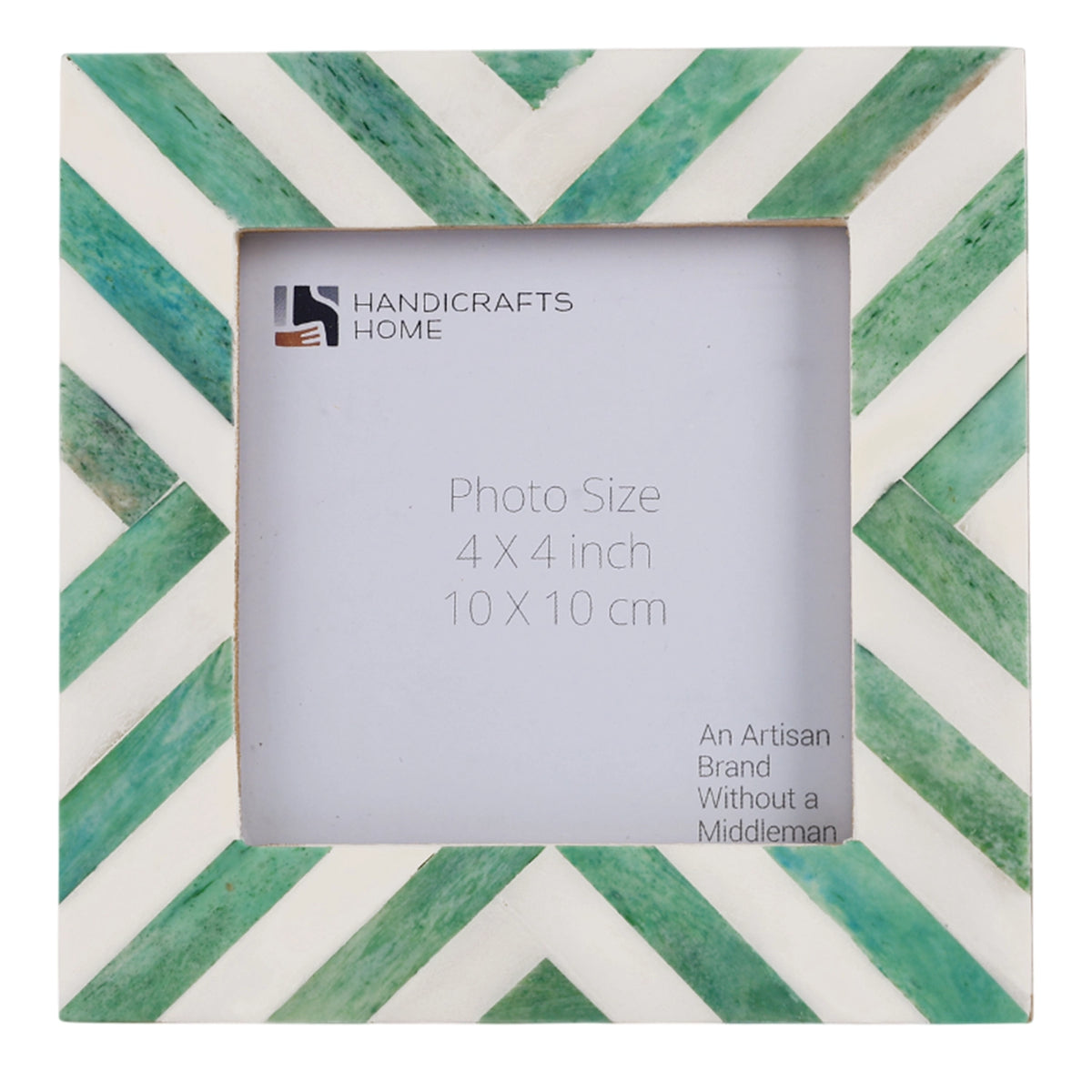 Picture Frame Chevron Collection Bone Inlay Green 4" x 4"