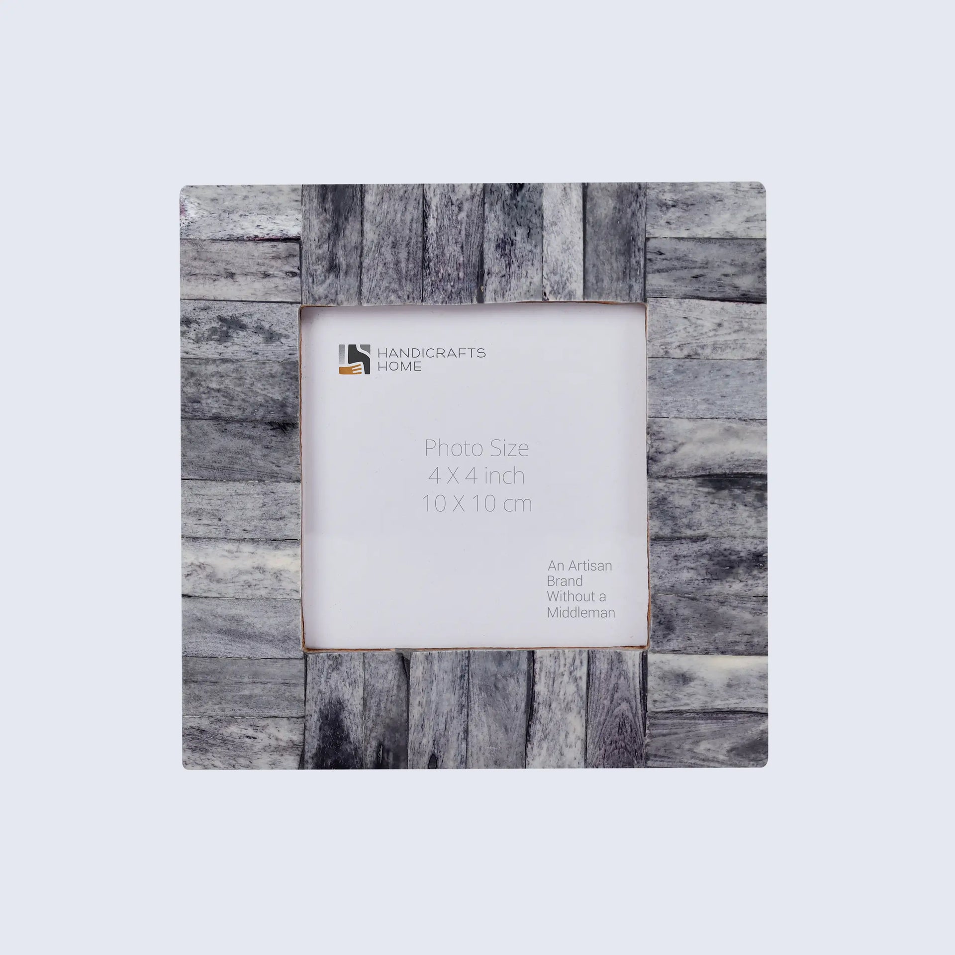 Baby Picture Frame Classic Collection Bone Inlay Grey  4x4 "