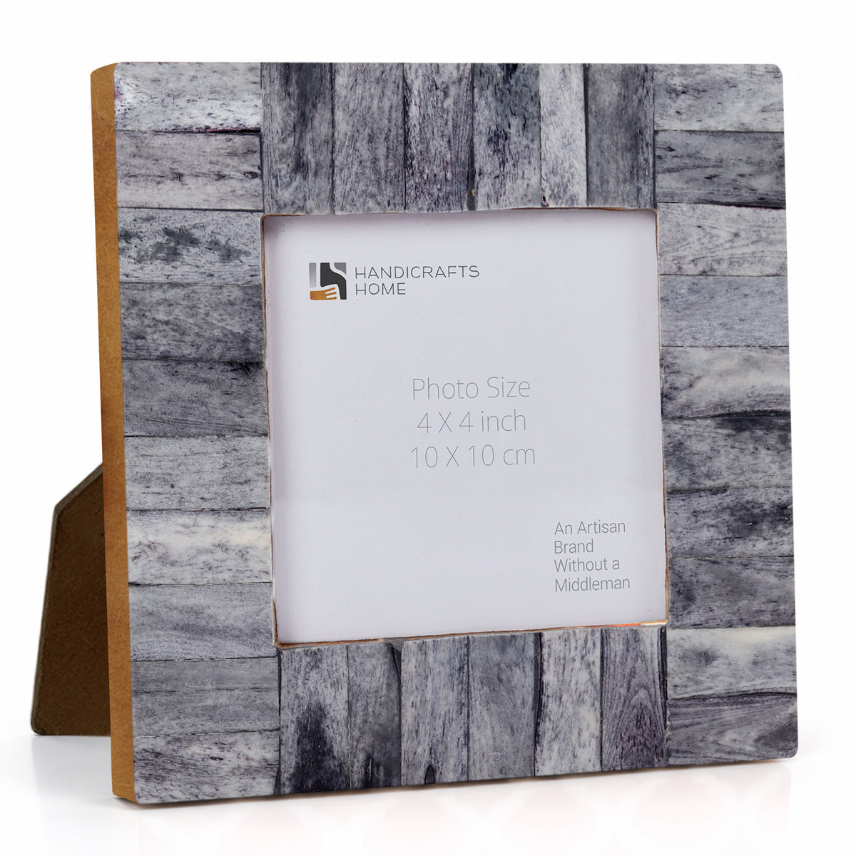 Baby Picture Frame Classic Collection Bone Inlay Grey  4x4 "
