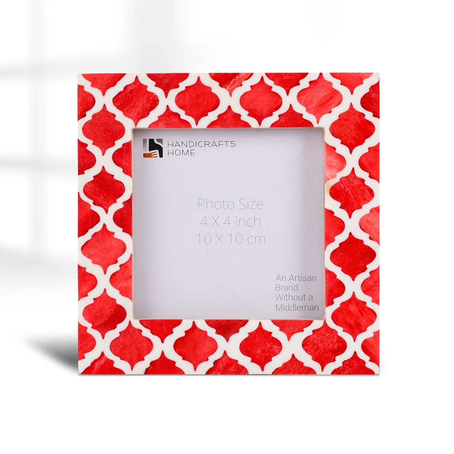 Baby Picture Frames Moroccan Pattern Collection Bone & Resin Inlay - Red, 4" x 4"
