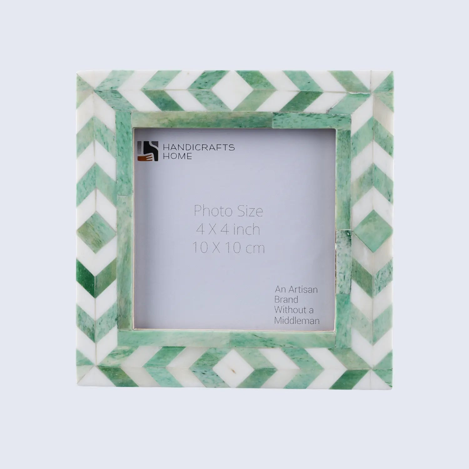 Baby Picture Frames Taj Pattern Collection Bone Inlay-Green, 4" x 4"