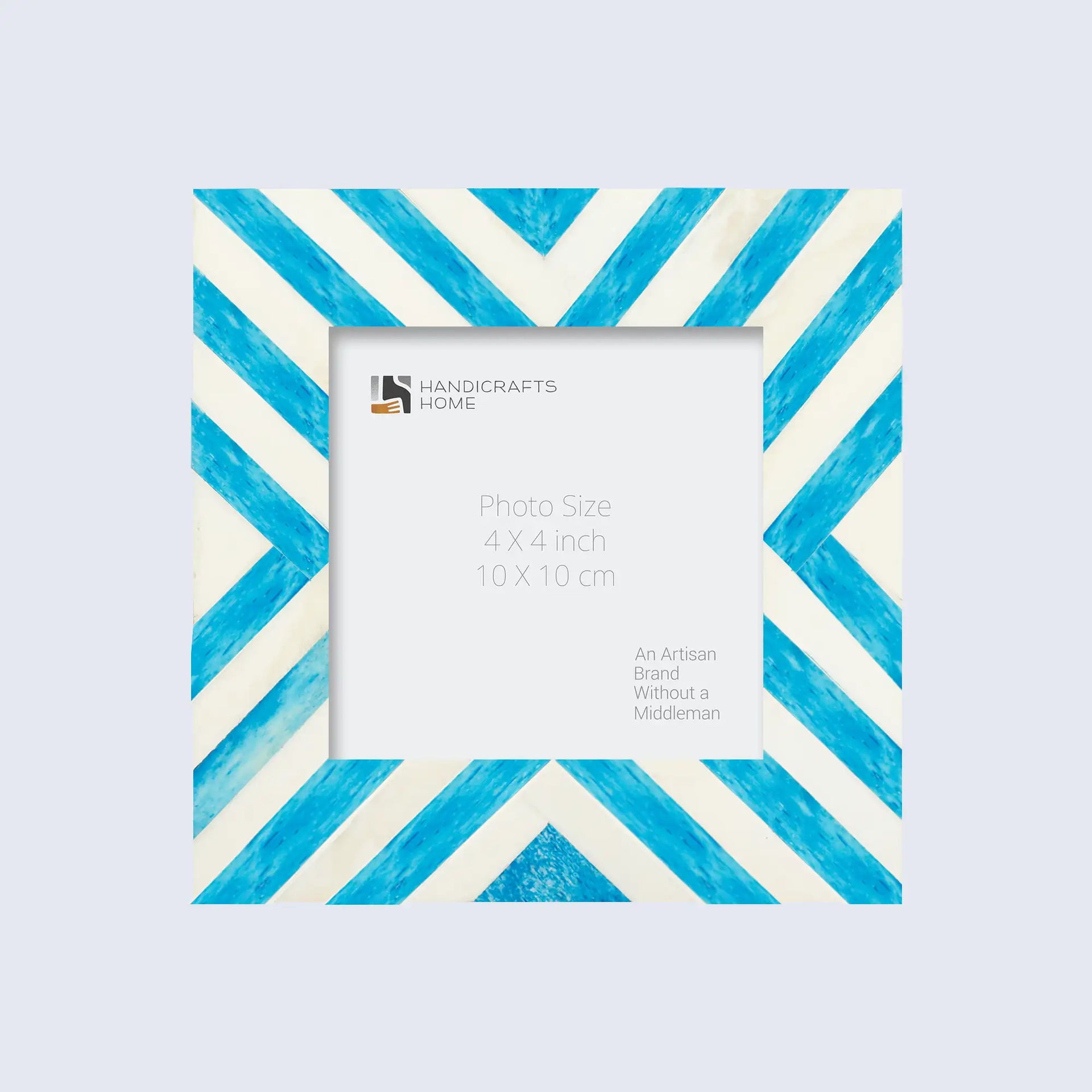 Baby Picture Frames Chevron Collection Bone Inlay - Turquoise, 4" x 4"