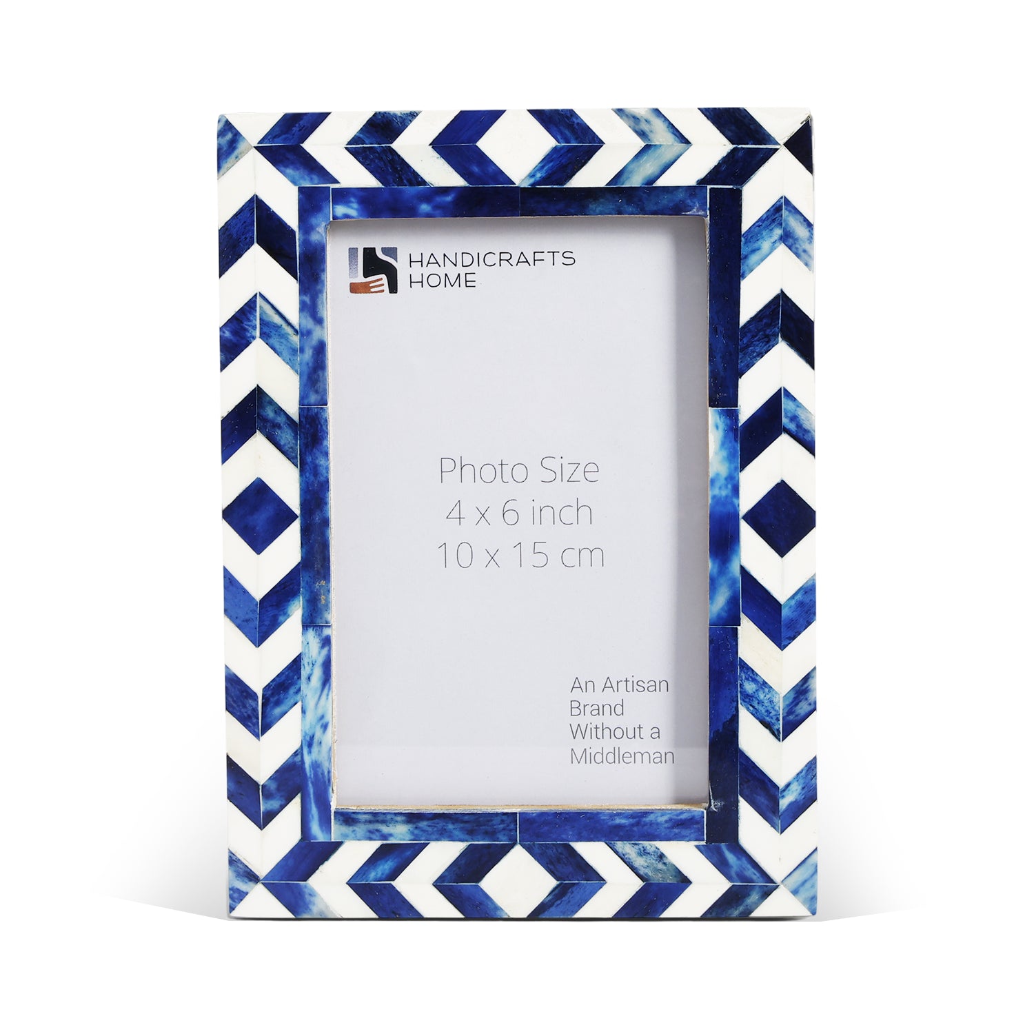 Blue white Bone Inlay Picture Frames | Taj Indigo Chevron Frame