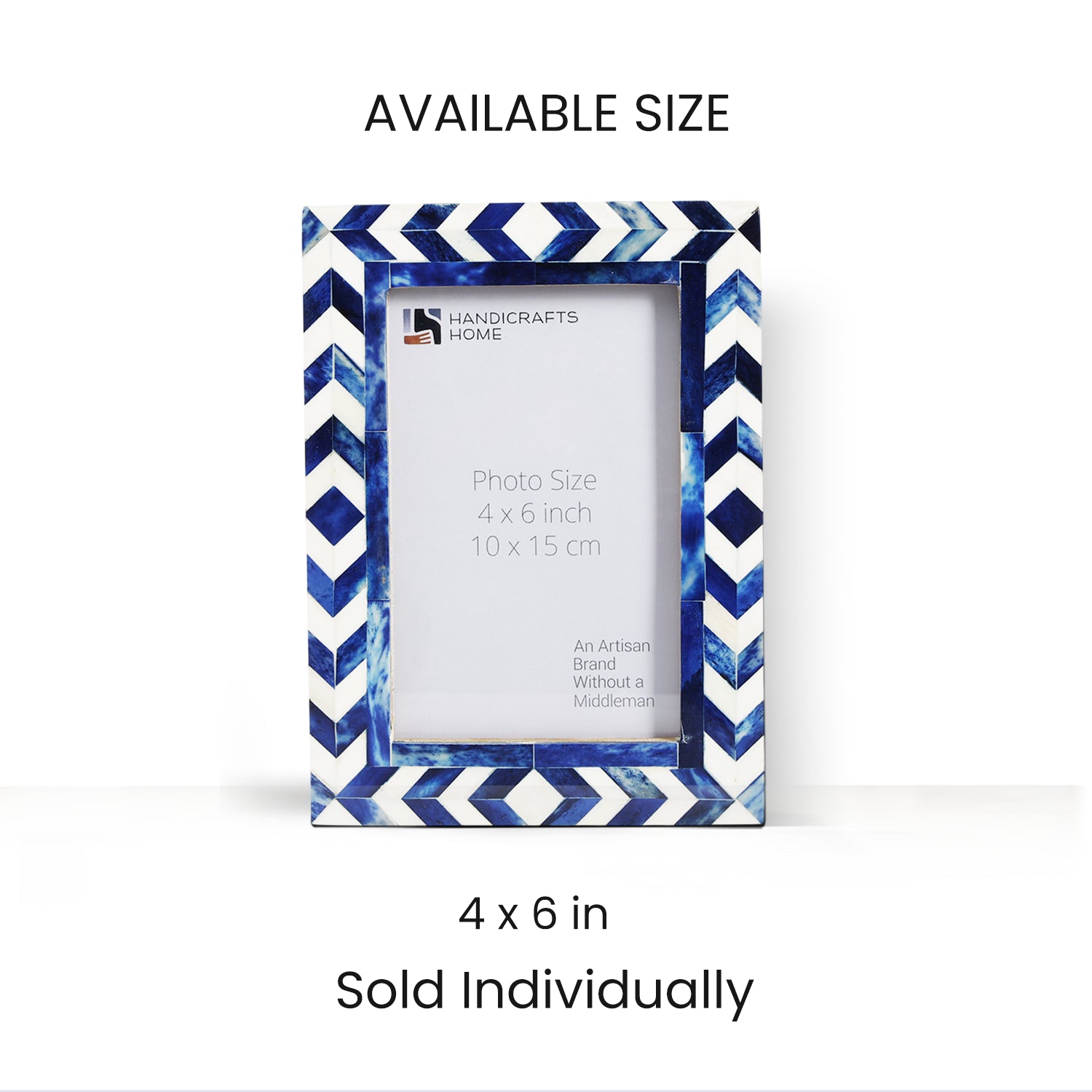 Blue white Bone Inlay Picture Frames | Taj Indigo Chevron Frame