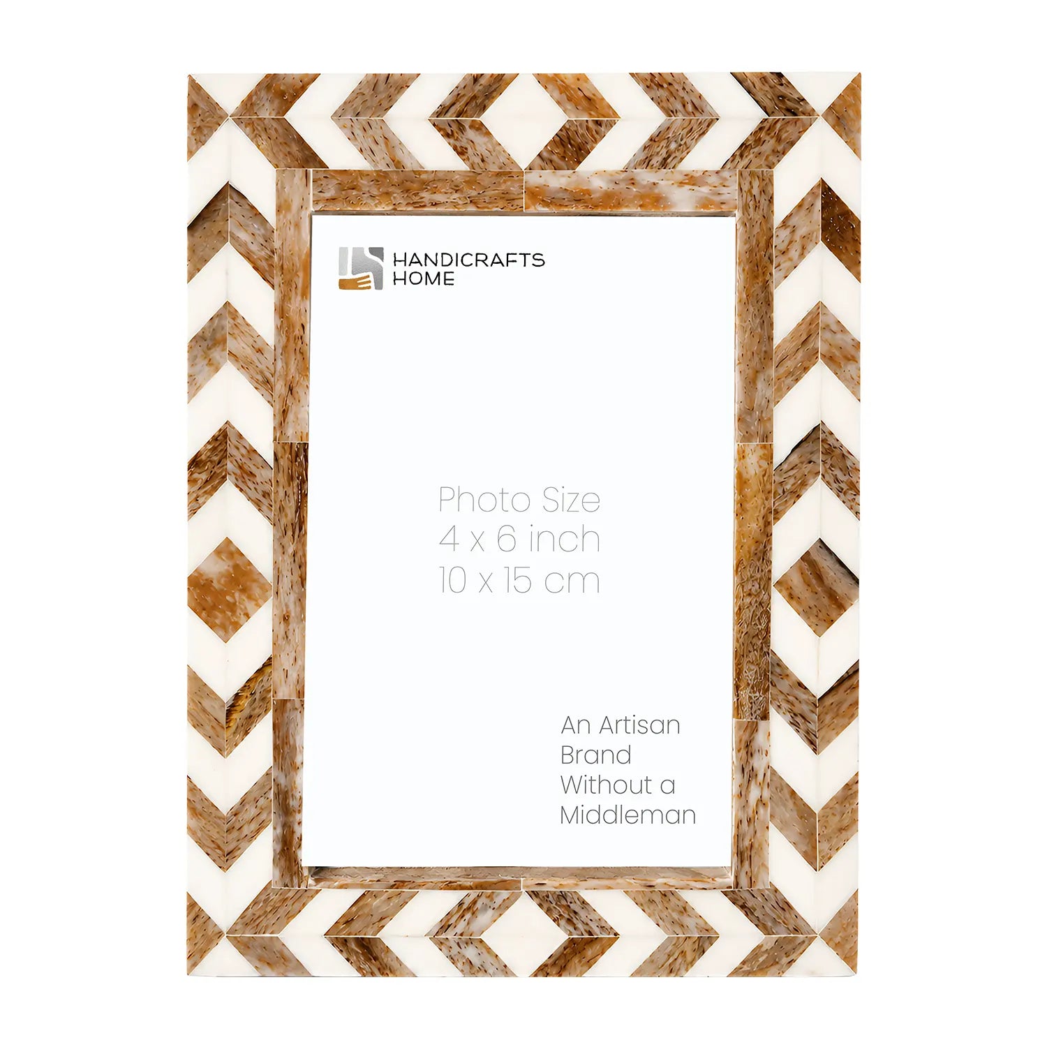 Brown white Picture Frames | Taj Chevron Bone Inlay | 4x6