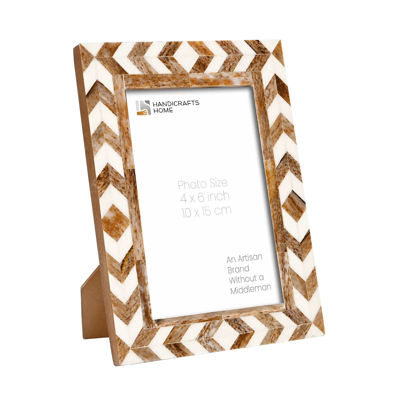 Brown white Picture Frames | Taj Chevron Bone Inlay | 4x6