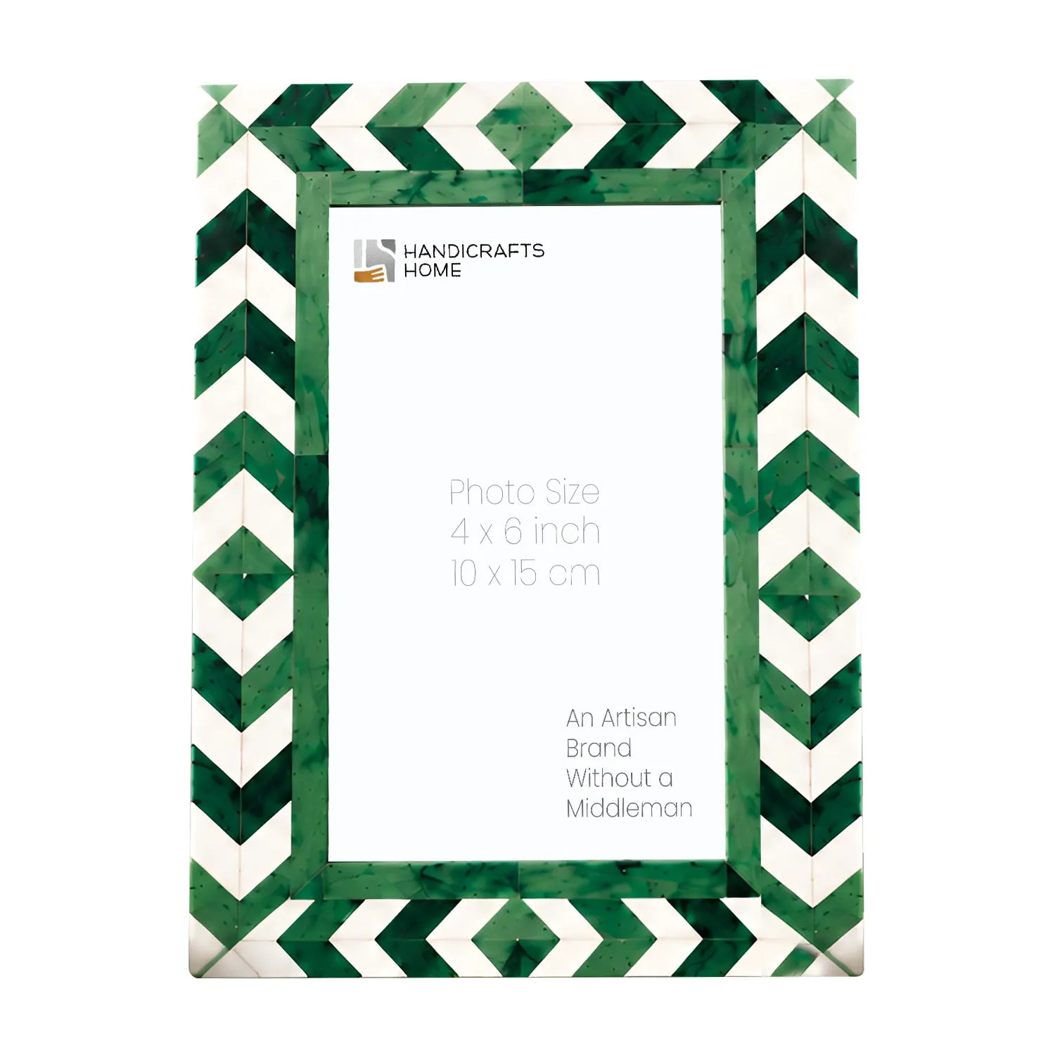 Green white Picture Frames | Taj Chevron Bone Inlay | 4x6