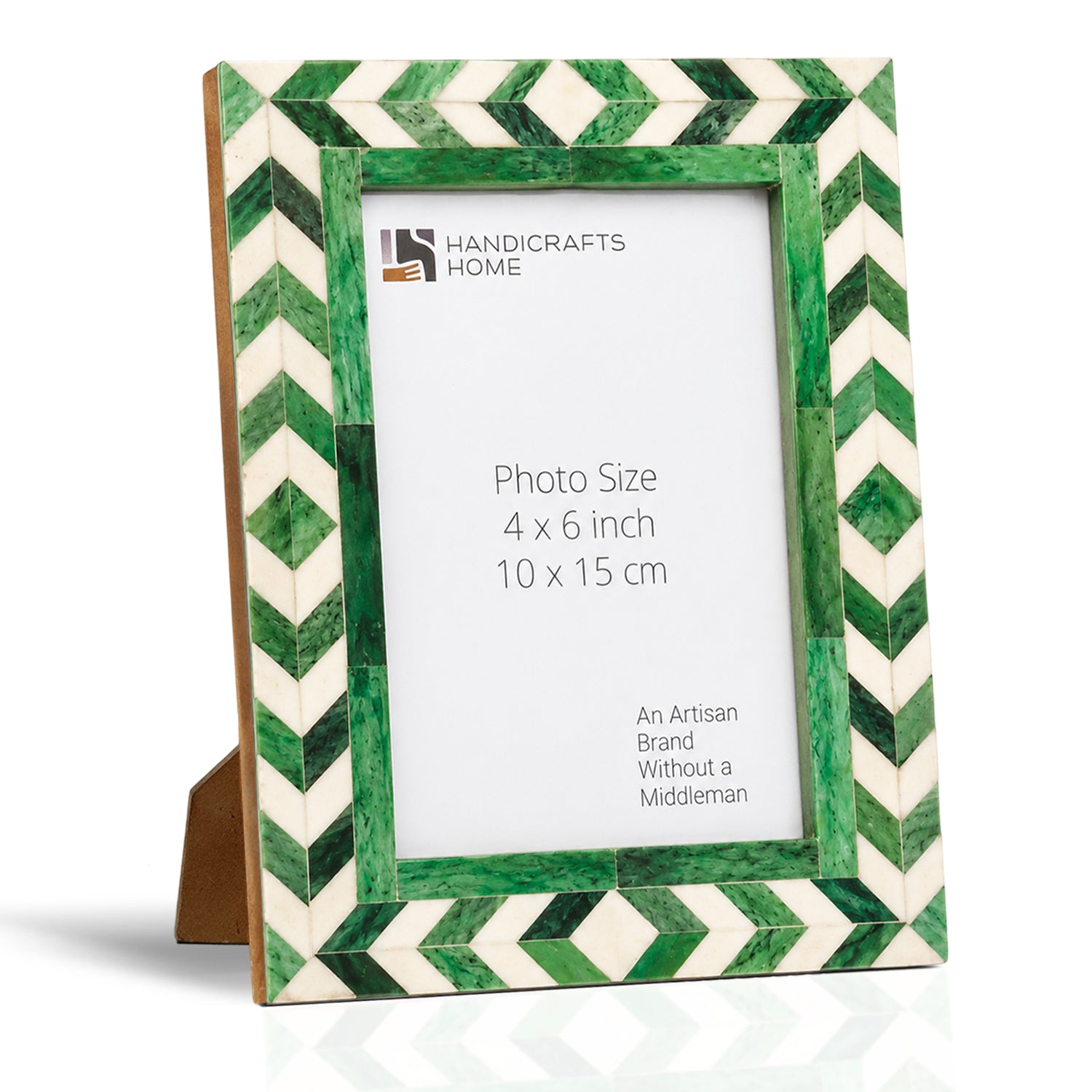 Green white Picture Frames | Taj Chevron Bone Inlay | 4x6