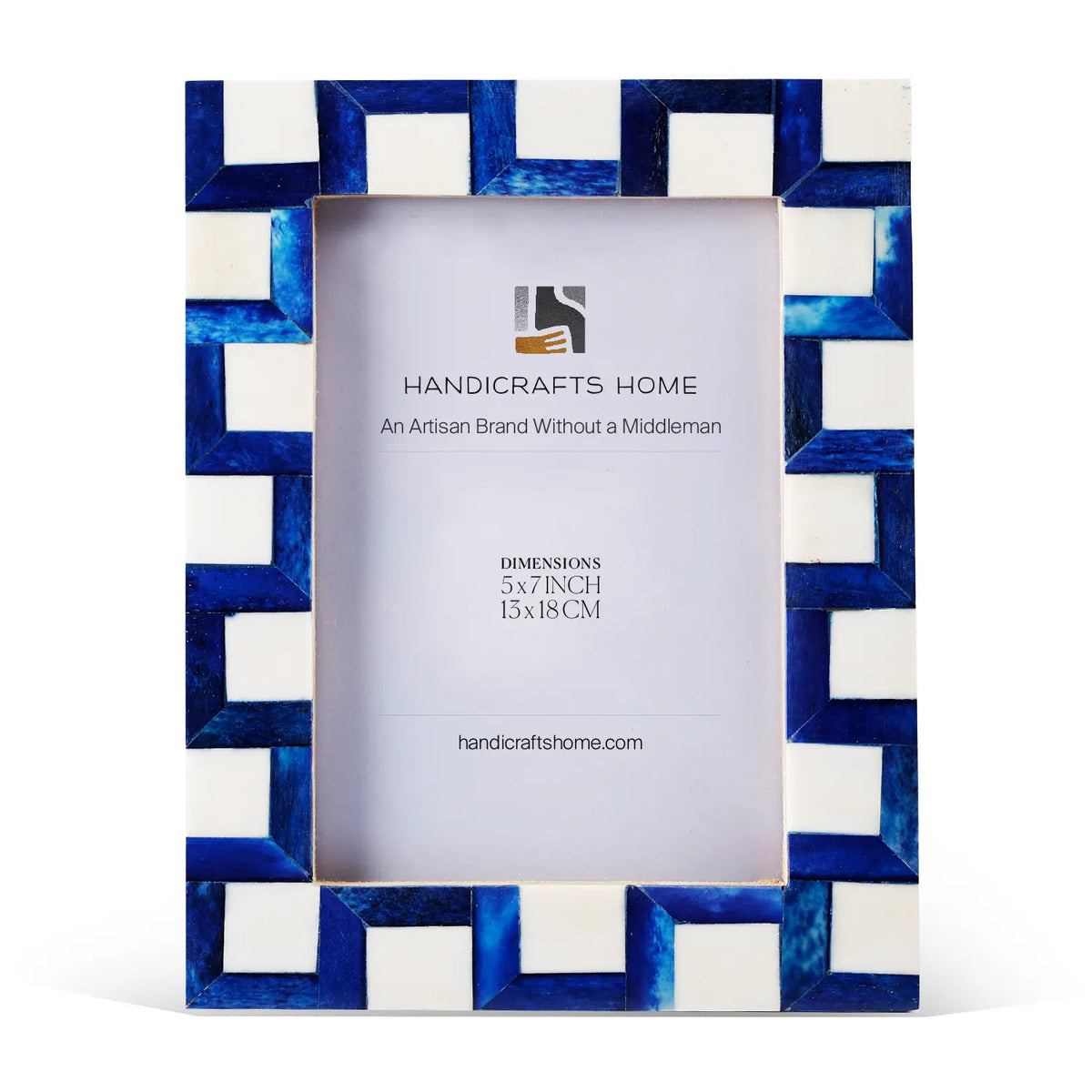 Handmade Picture Frames Esher Cube Bone Inlay Collection, Blue-White, 4x6, 5x7, for tabletop or wall display