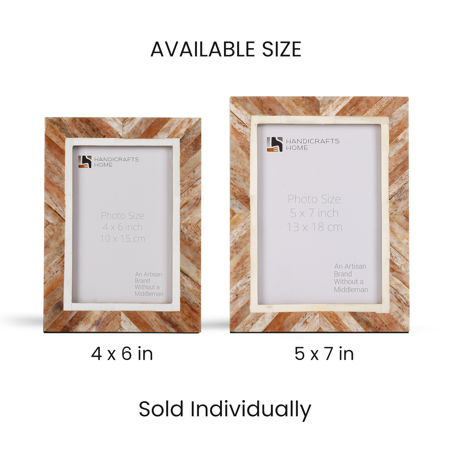 Brown Chevron Bone Inlay Picture Photo Frame size 4x6 & 5x7