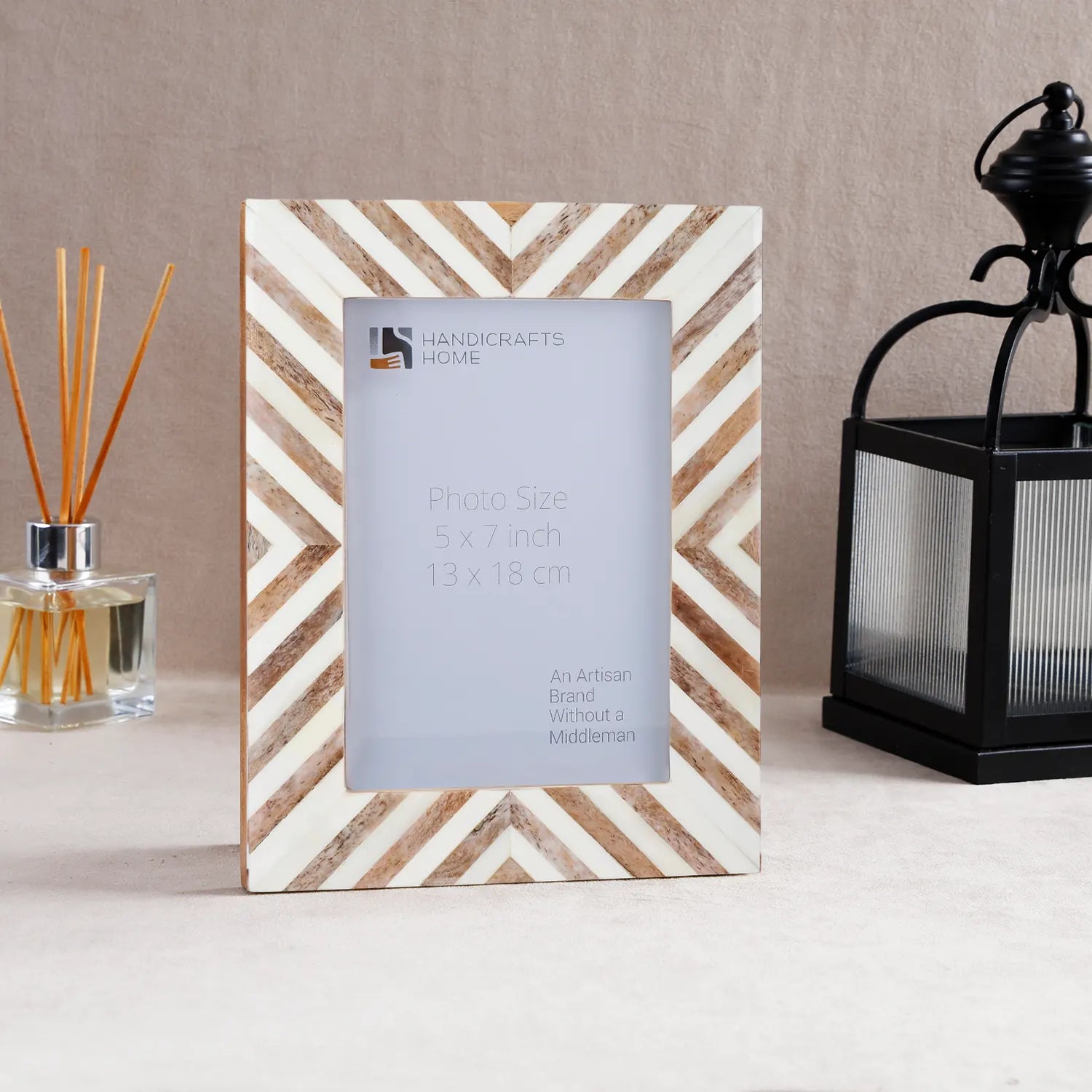 Picture Frame Chevron Collection Bone Inlay Brown 4x6 & 5x7"