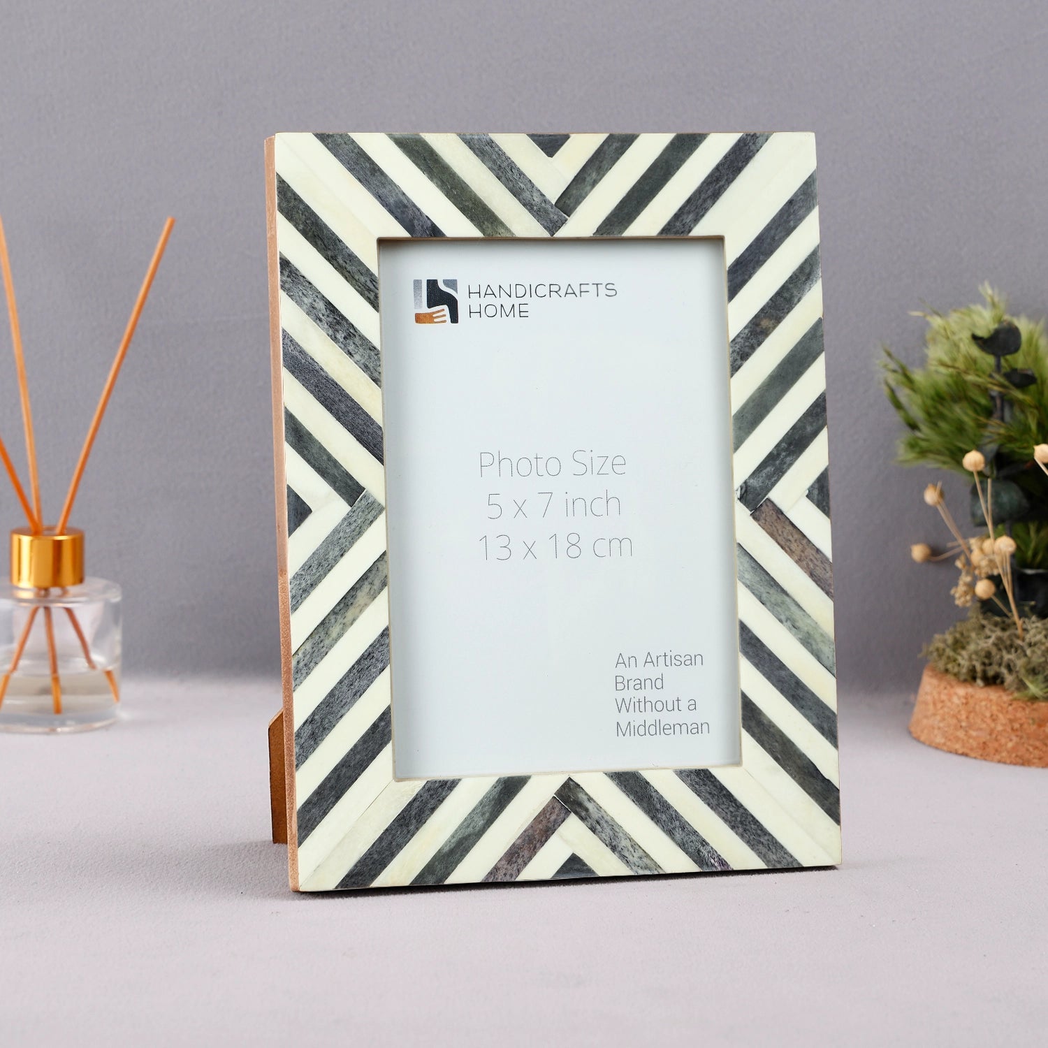 Picture Frame Chevron Collection Bone Inlay Grey 4x6 & 5x7