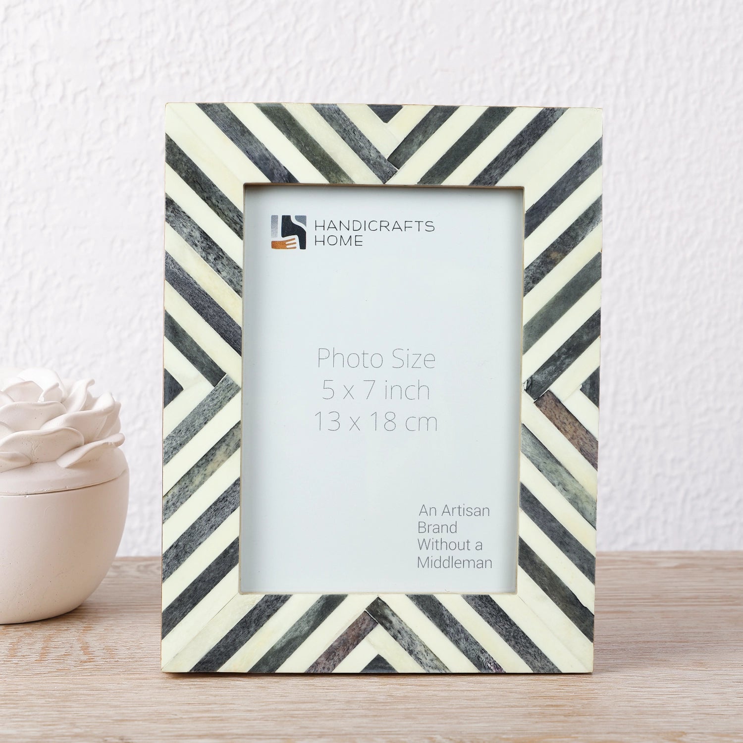 Picture Frame Chevron Collection Bone Inlay Grey 4x6 & 5x7