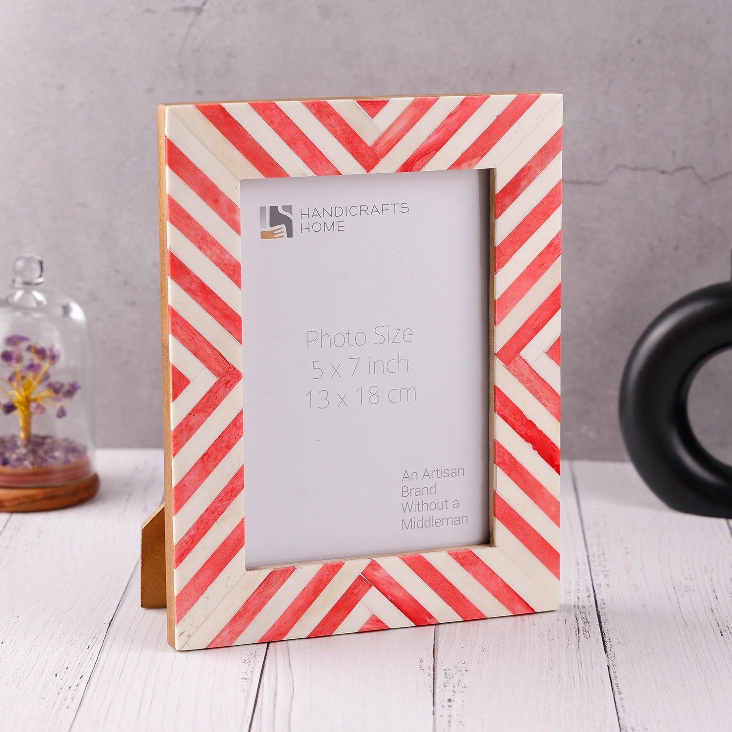 Picture Frame Chevron Collection Bone Inlay Red 4x6 & 5x7