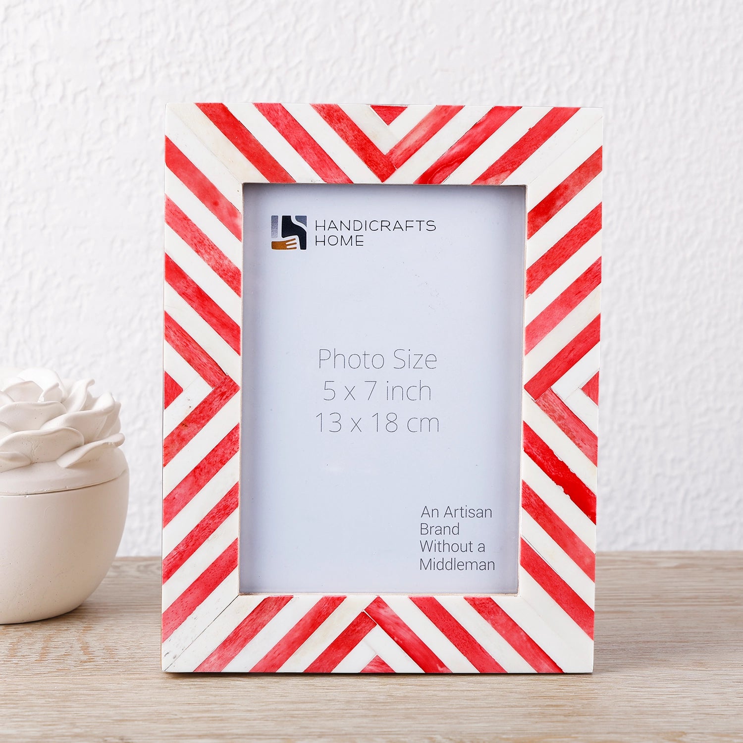 Picture Frame Chevron Collection Bone Inlay Red 4x6 & 5x7
