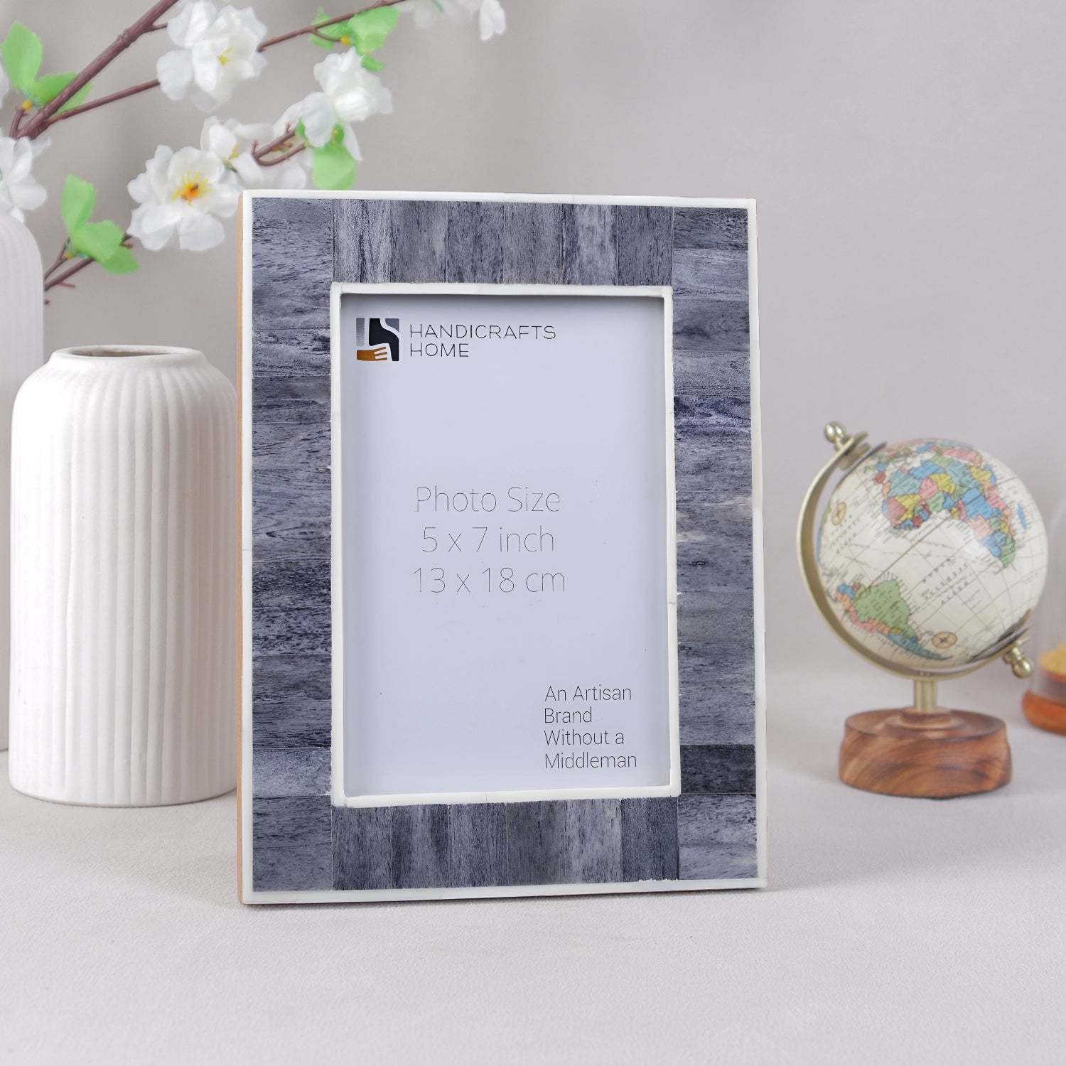 Picture Frame Mosaic Collection Bone Inlay Grey – 4x6 & 5x7"