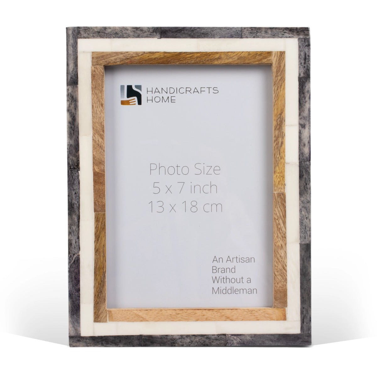 Natural Wood & Bone Inlay Picture Frame | Strata Collection | 4x6 5x7