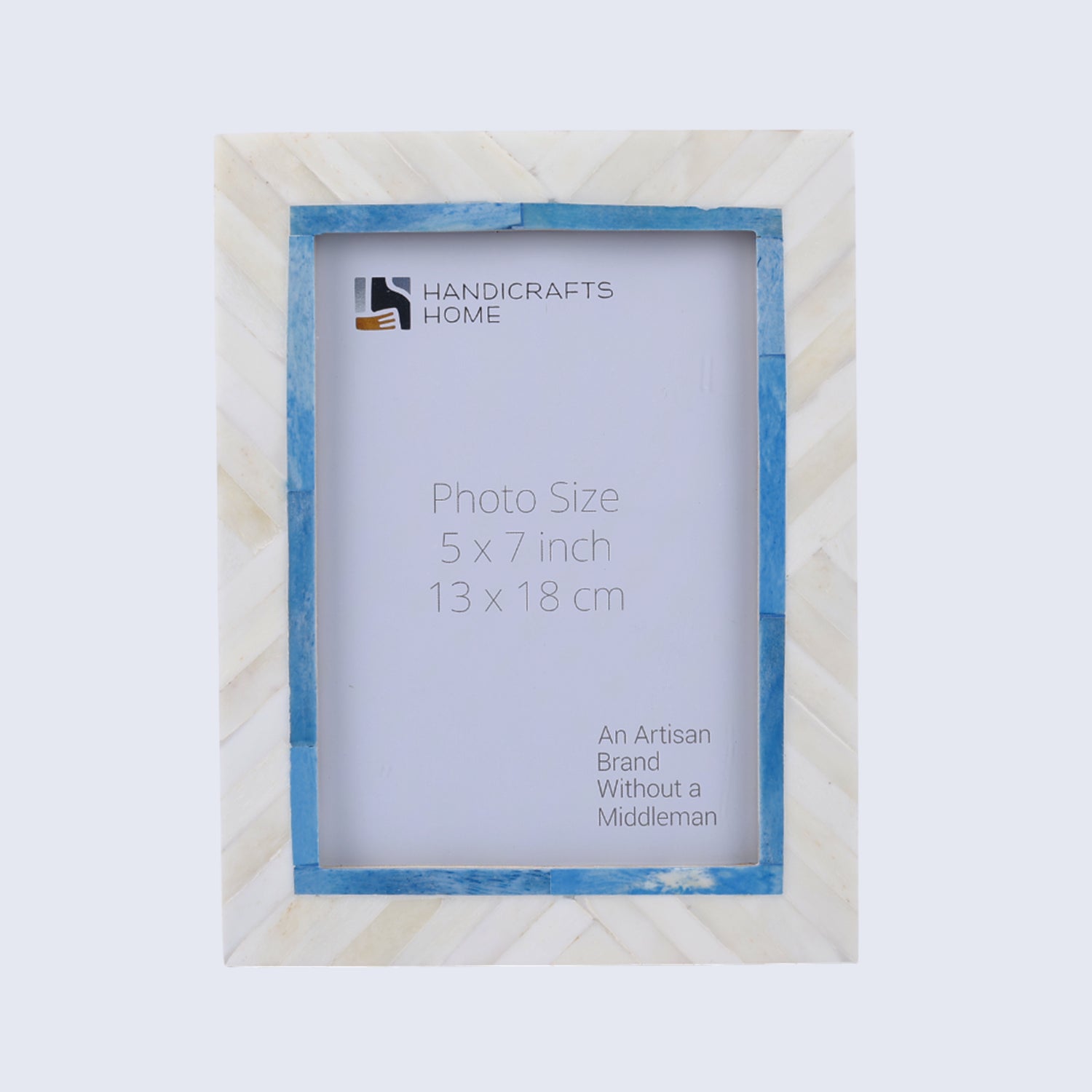 Picture Frame Coastal Chevron Collection Bone Inlay Blue & White – 4x6 & 5x7"