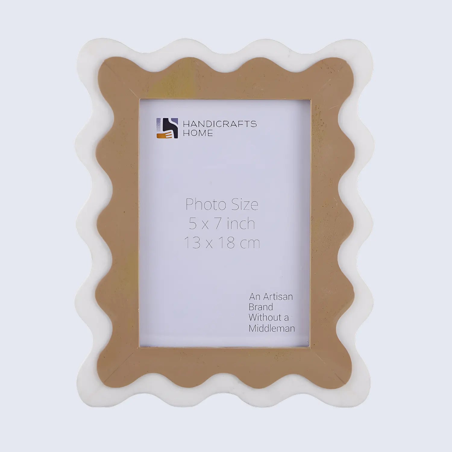 Scalloped Resin Inlay Picture Frame, Brown & White