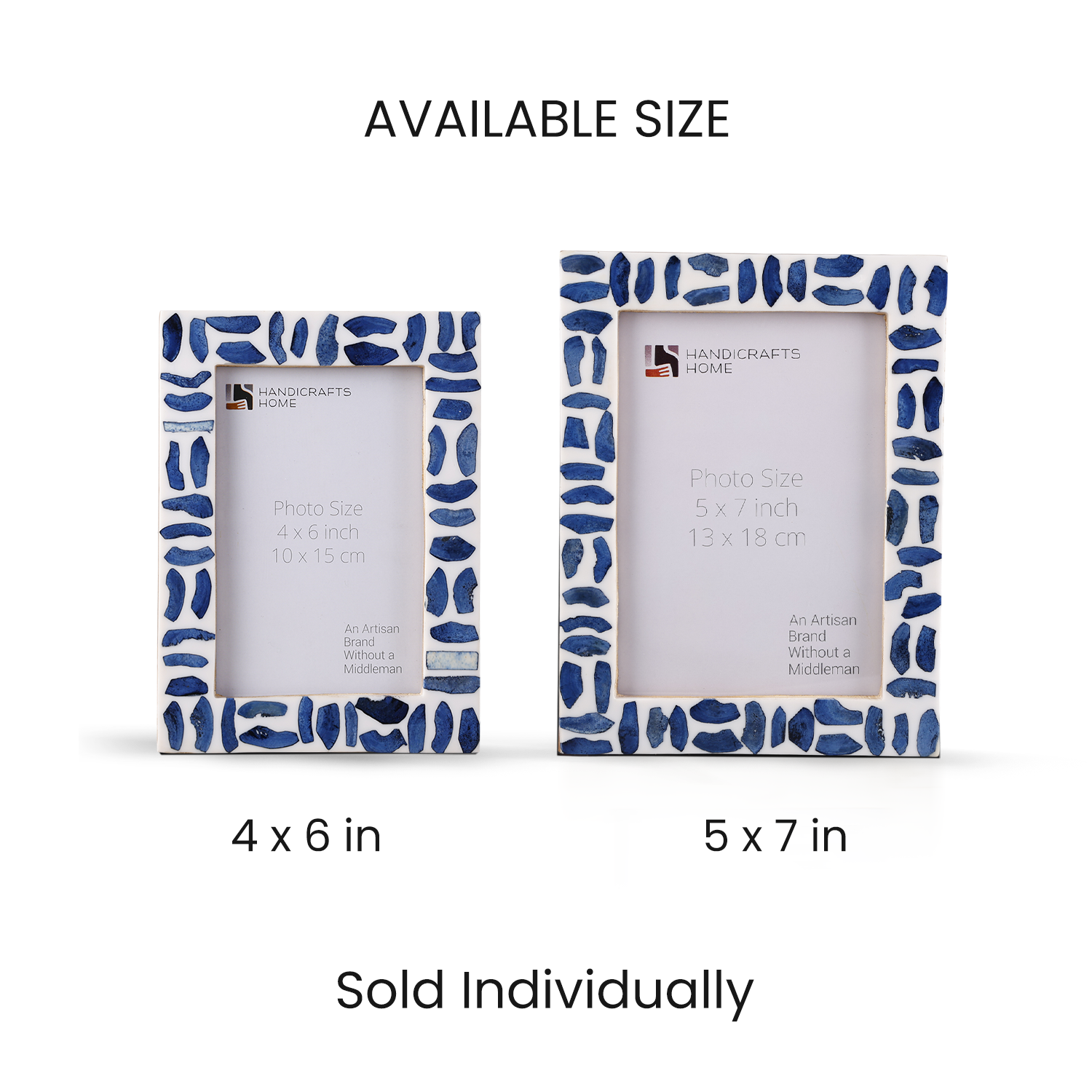 Blue White Mosaic Bone, Resin Inlay Picture Frames, 4 Sizes