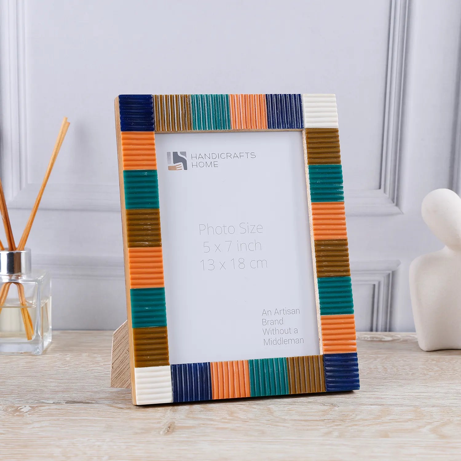 Picture Frame Ribbed Tile Collection Resin Inlay Multicolor – 4x6 & 5x7"