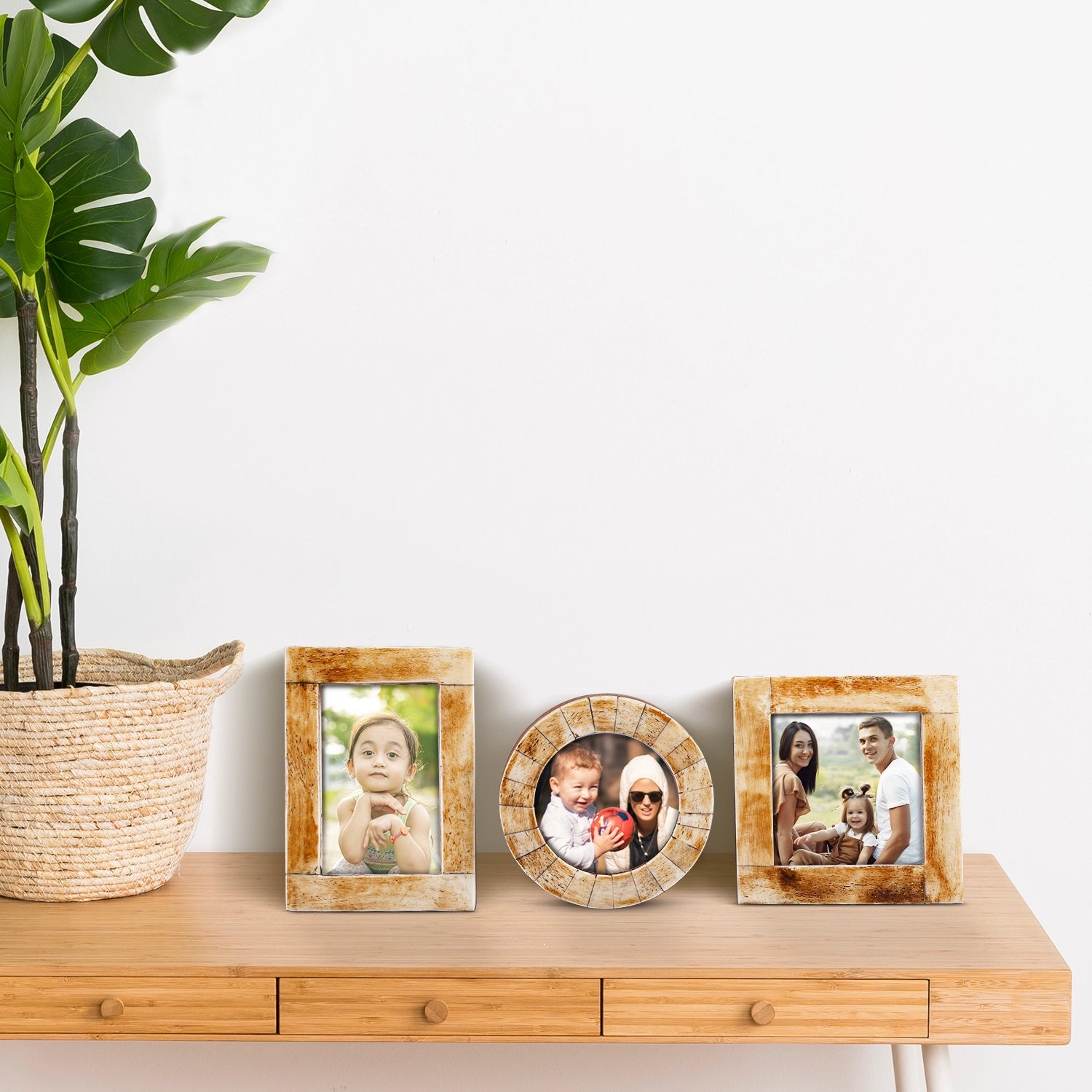 Baby Photo Frame Set of 3 Mini Bone Inlay Nursery Gift