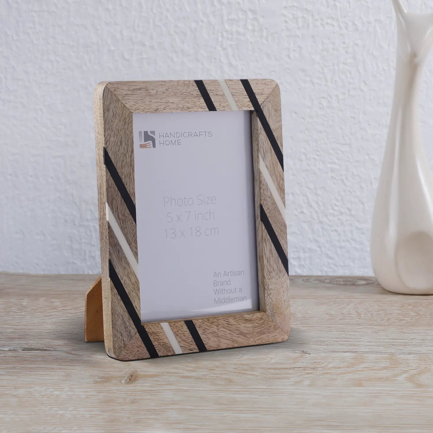 Picture Frame Urban Grain Collection Wood & Resin Inlay Natural & White – 4x6 & 5x7"