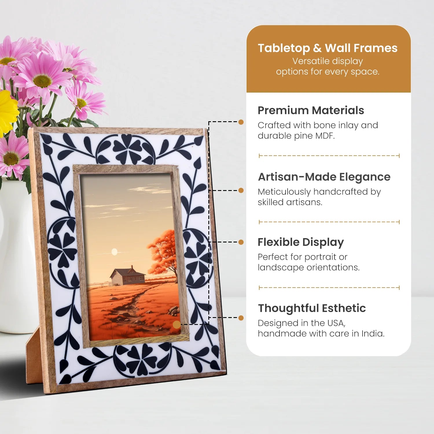 Picture Frame Alhambra Collection Resin & Wood Inlay Multicolor – 4x6 & 5x7"