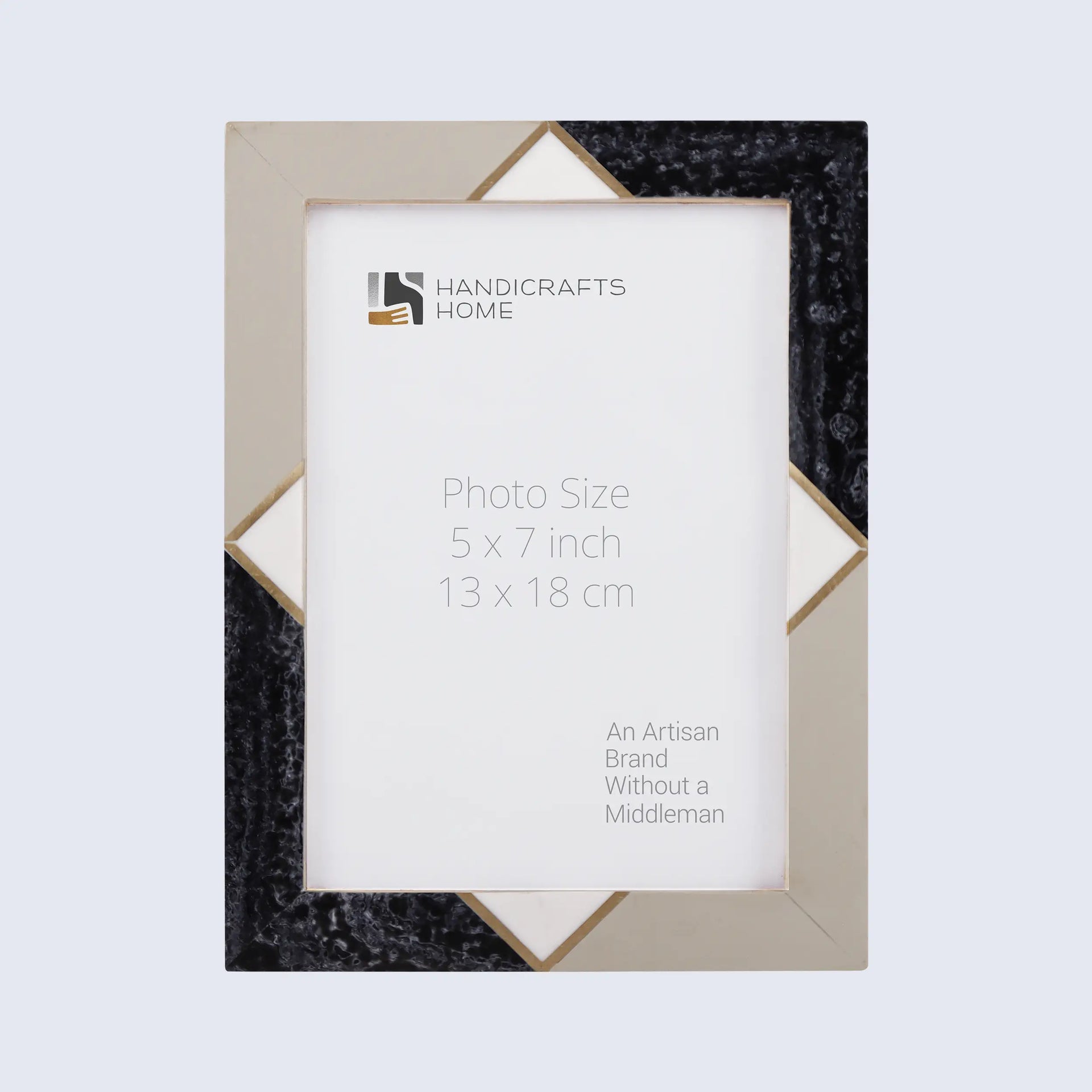 Picture Frame Menton Grey Pattern Collection Brass & Resin Inlay Grey – 3 Sizes (Pack of 2)