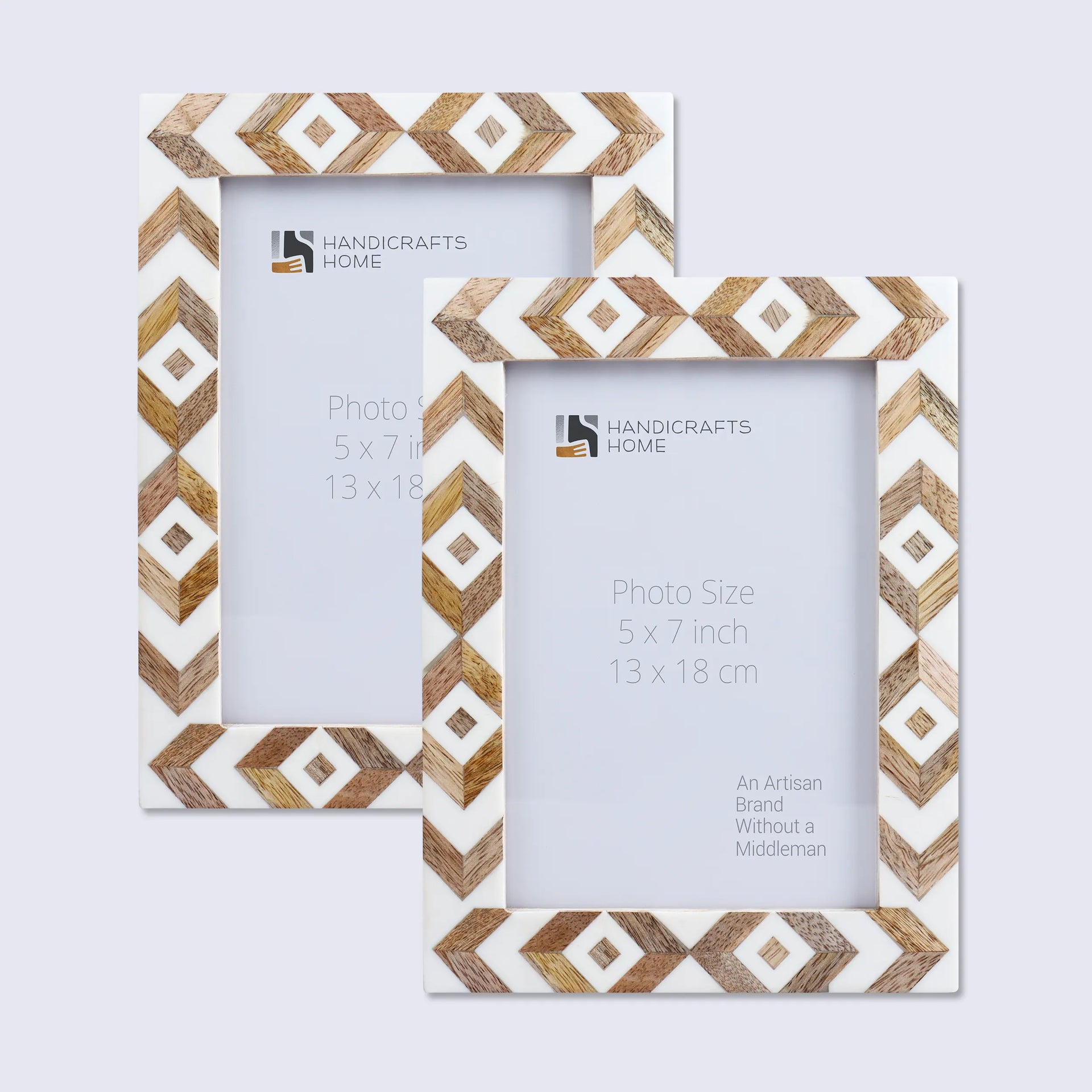 Picture Frame Marquet Array Collection Wood Resin Inlay Brown white Pack of 2  in 8 Sizes