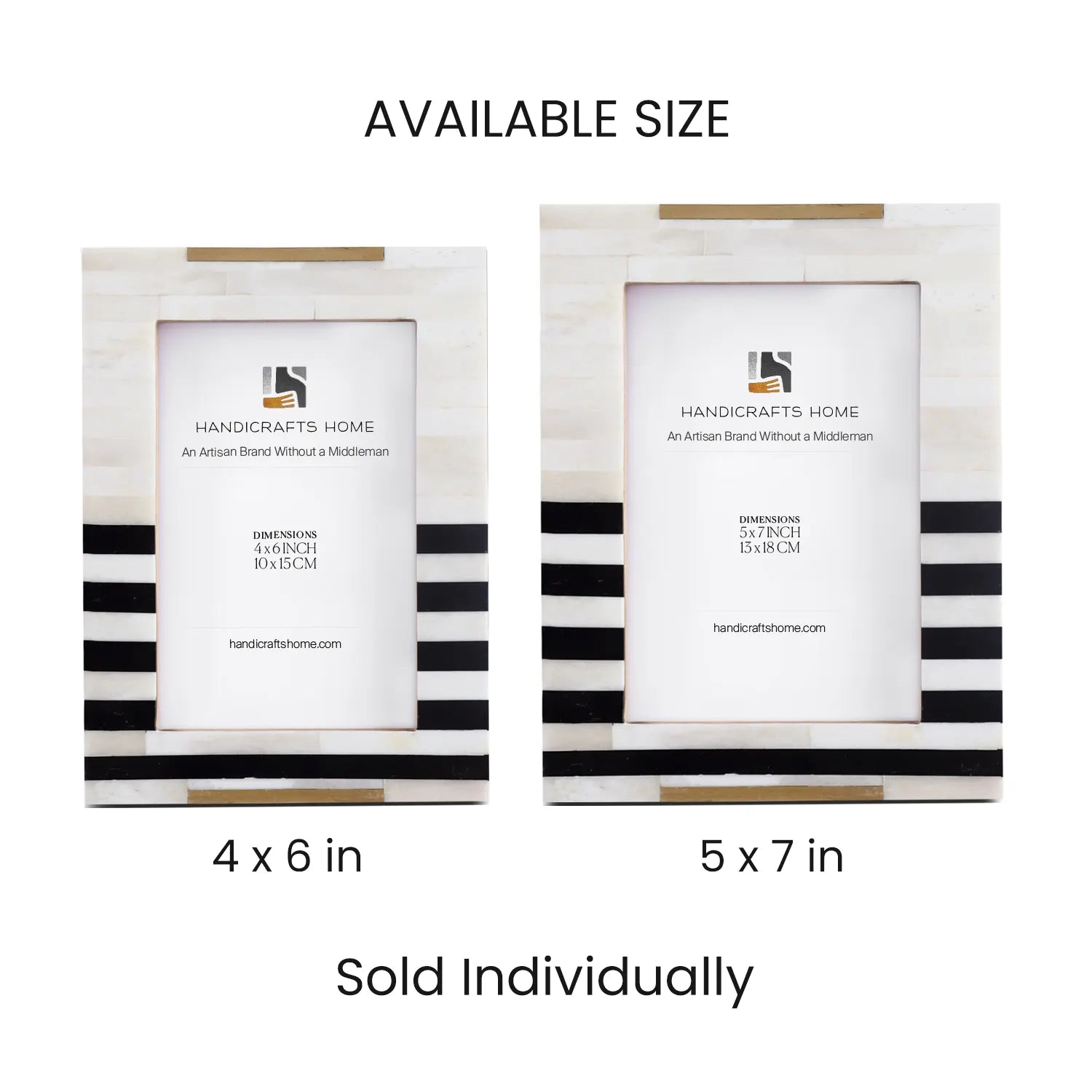 Black Bone & Brass Inlay Picture Frame | West Coast Naples | 4x6 & 5x7