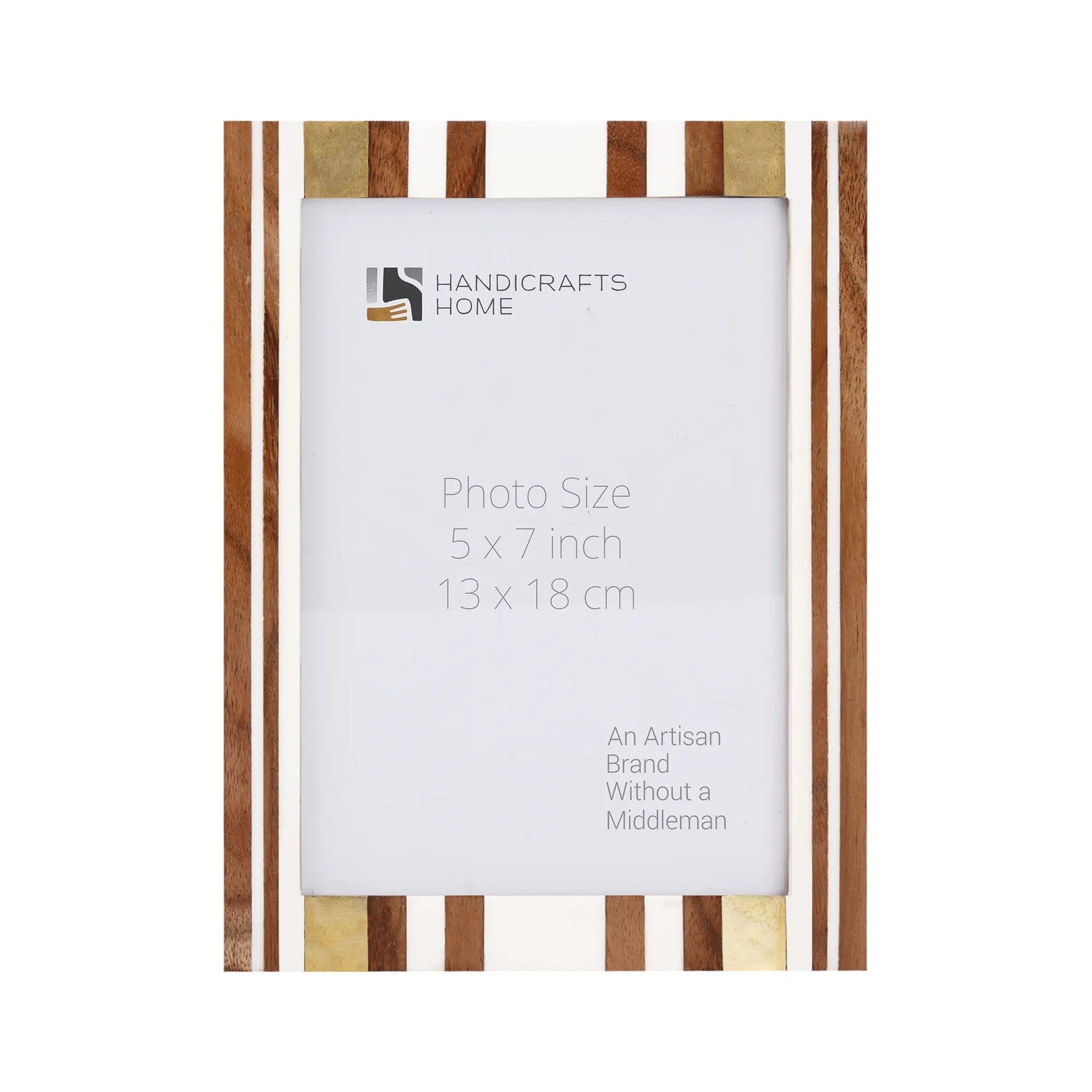 Wood Brass Resin Inlay Striped Picture Frame 4x6 5x7 8x10