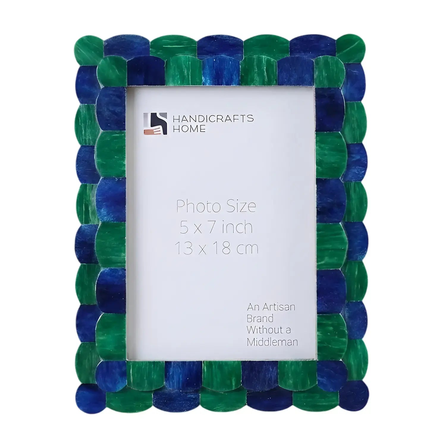 Pre Order Picture Frame Scalloped Pattern Bone Inlay Collection, Green Blue, 2 Sizes